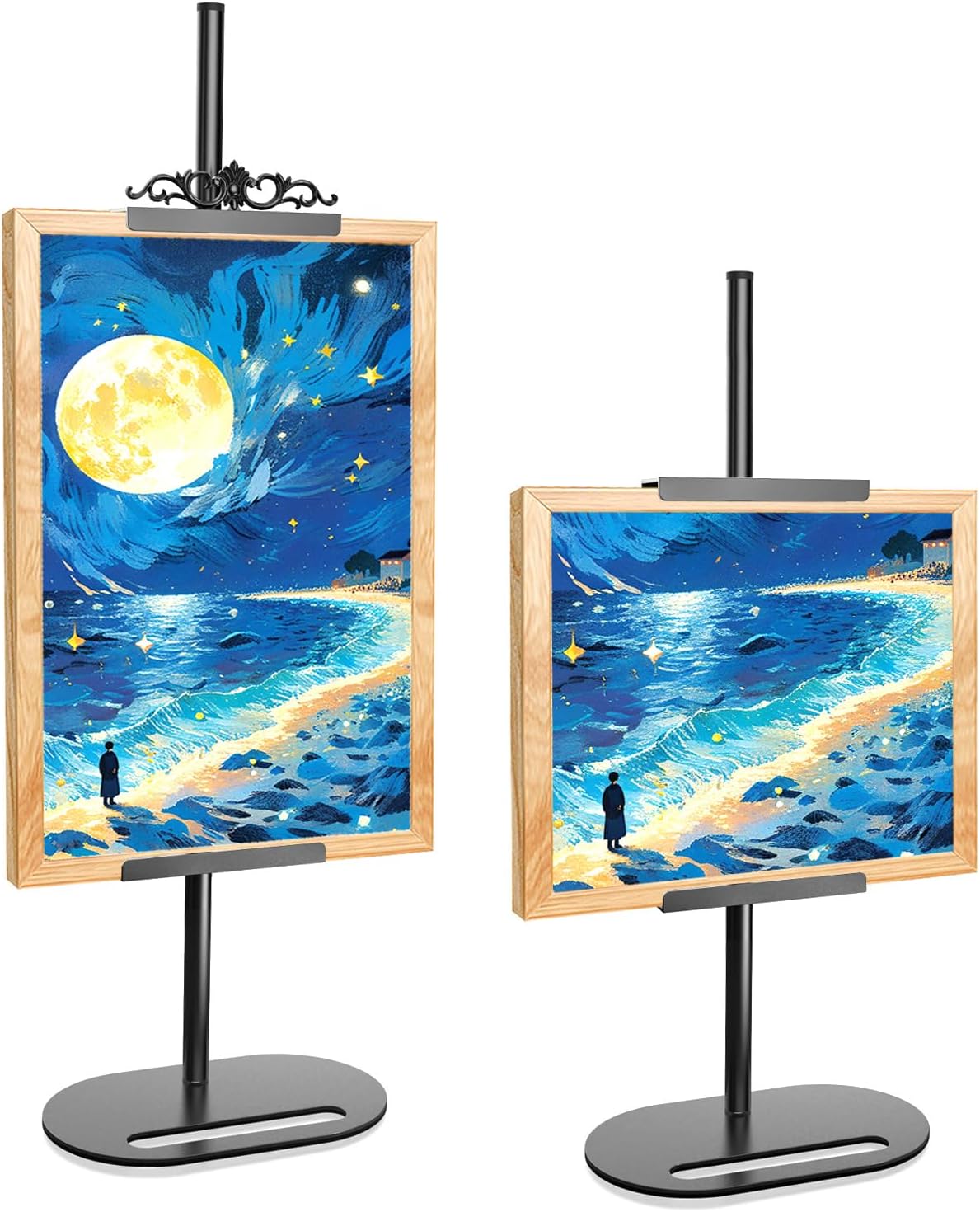 Adjustable Tabletop Picture Frame Stand with Removable Decorative Top,Metal Display Easel stand for Photos, Paintings,Signs & Canvas, Desktop Picture Holder for Frames up to 29.8" H (1 PACK)