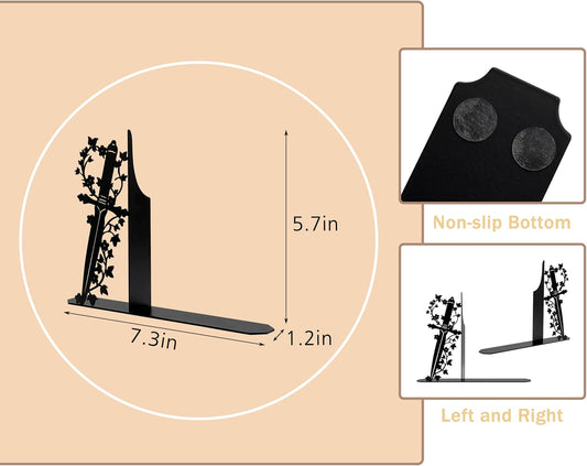 Cute Book Ends for Shelves – Decorative Dagger-Themed Bookends for Shelves, Unique Bookends for Home, Office, or Gift – Sturdy Metal Book Ends Decorative