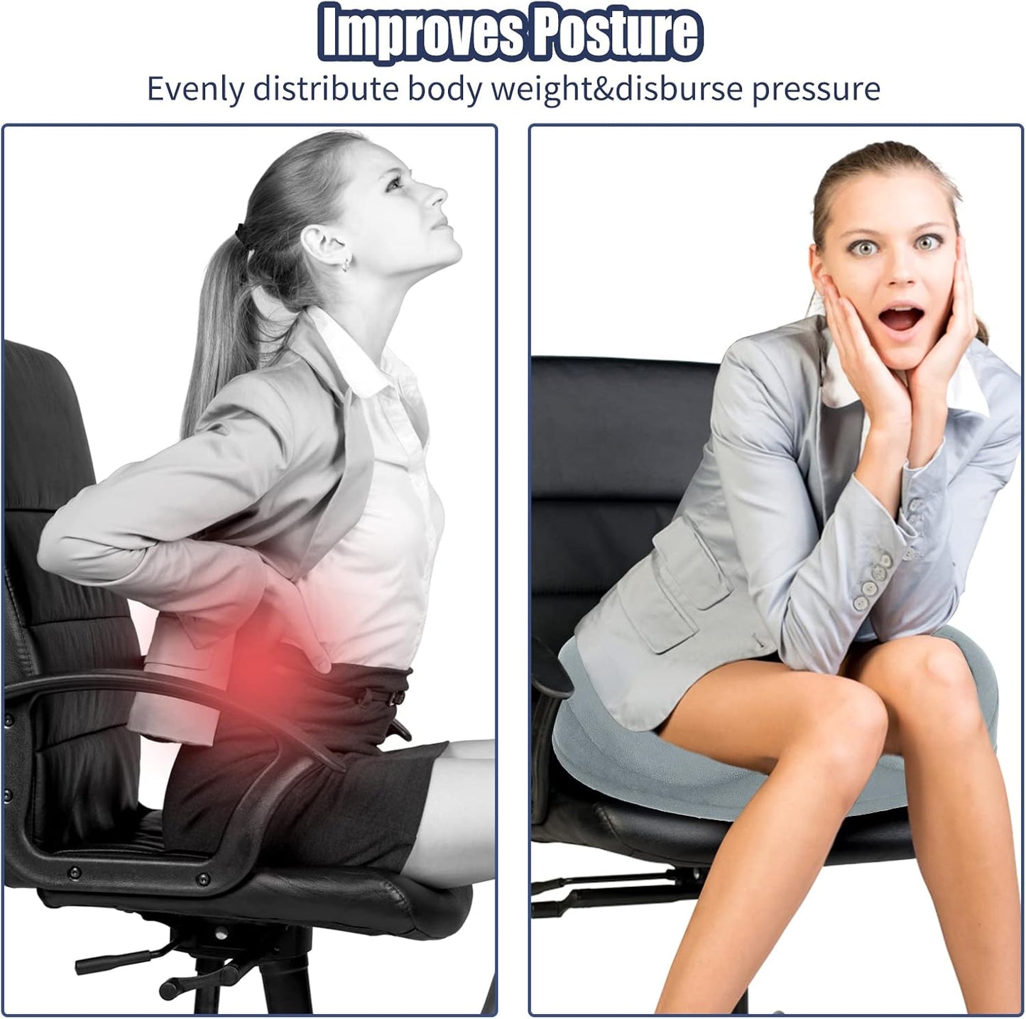 SAHEYER Donut Pillow for Tailbone Pain Relief and Hemorrhoids, Memory Foam Donut Cushion for Sciatica Nerve, Seat Cushion Butt Pillow for Men Women at Home Office Chair Car Long Sitting Comfort, Gray