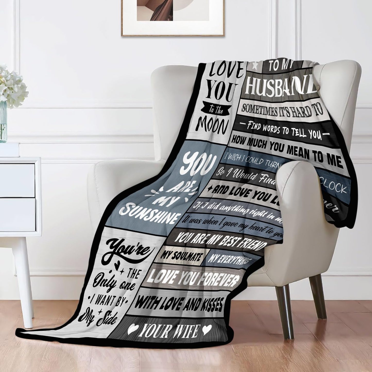 Husband Birthday Gifts - Unique Wedding Anniversary Romantic Gifts for Husband from Wife - Fathers Day Christmas Valentines Day Birthday Presents for Him - to My Man Blanket 60"x80"