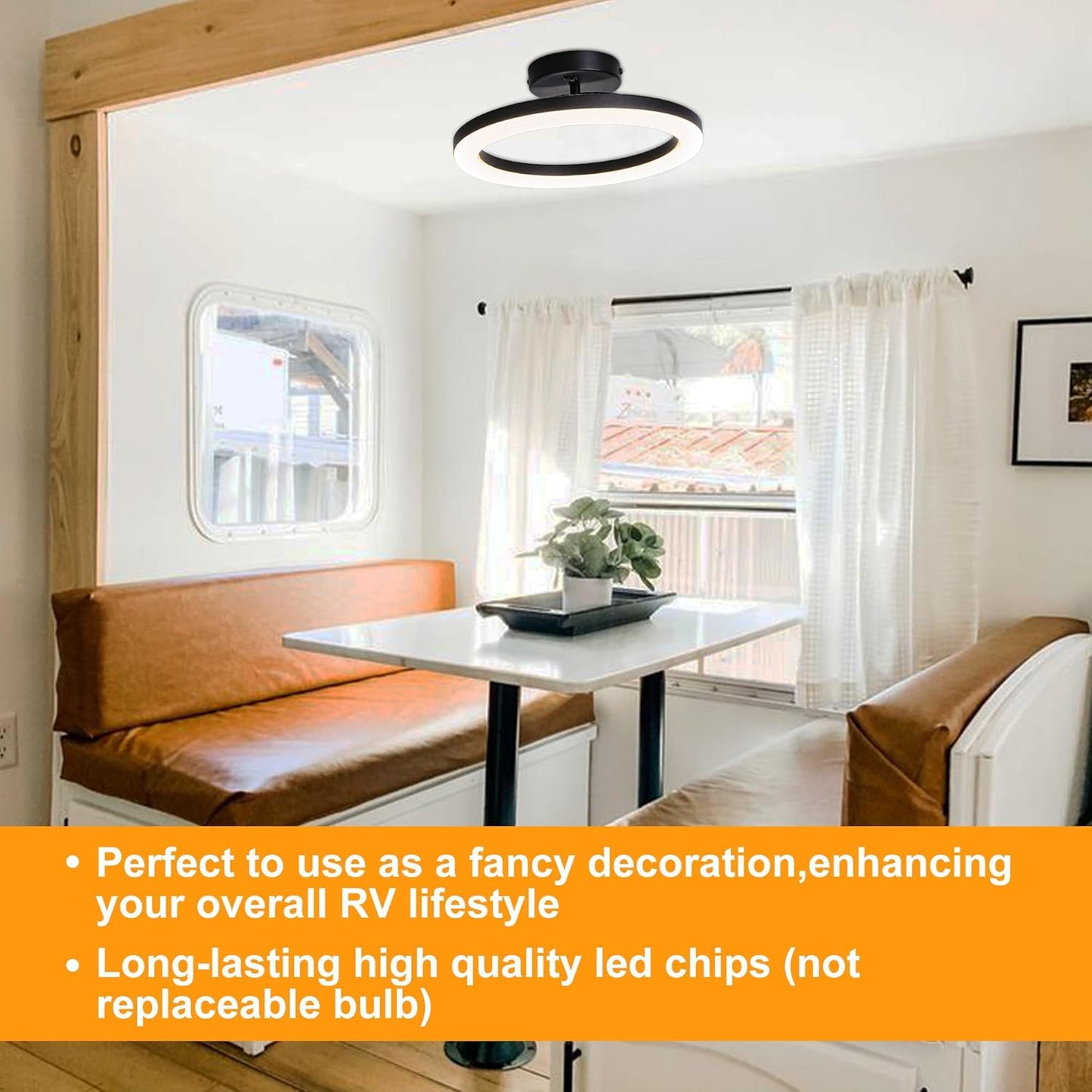 Facon RV Interior Lighting 12V LED Pendant Light Fixture with Switch - 15W 750LM 4000K Cool White, Dimmable Ceiling Light for RV Motorhome Camper Dinette, Kitchen, 11.83’’ Dia