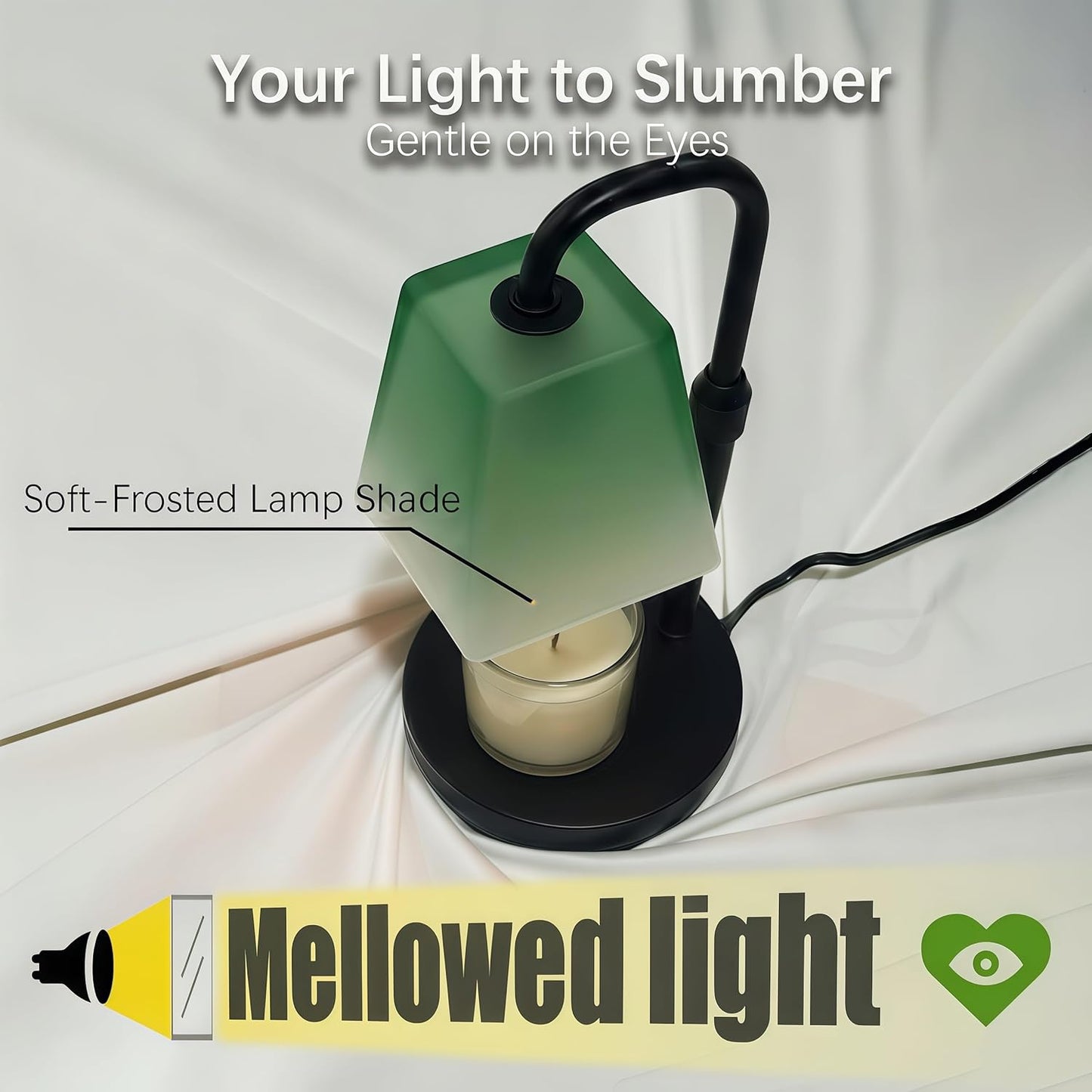 Candle Warmer Lamp with Timer Electric Wax Warmer for Scented Wax Melt Warmer Melter for Jar Candles Dimmable Adjustable Height Gifts for Women Mom House Warming Frossted Glass Green