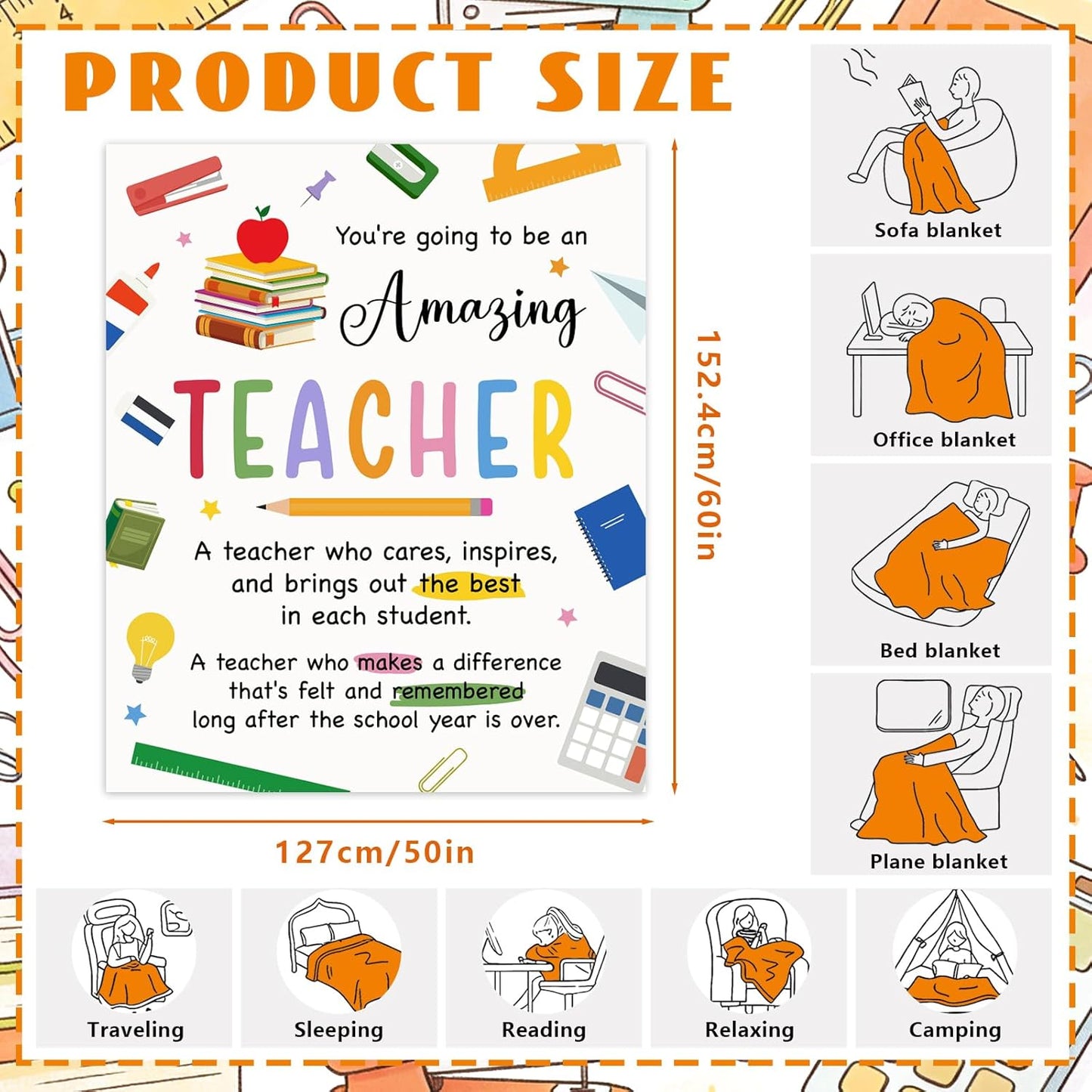 Batiyeer New Teacher Gifts First Year Teaching Gifts Teacher Graduation Gift College Graduation Present Blanket 60"x 50" Reading Room Plush Funny Present for Educators Mentors Appreciation Week