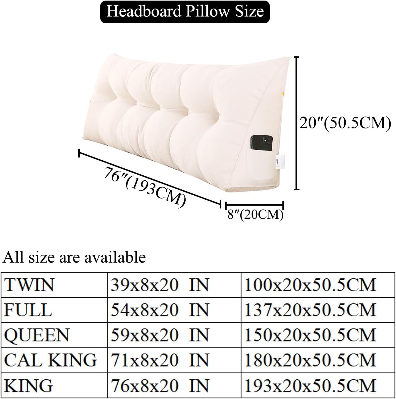 SAMTY Triangular Wedge Pillow headboard King Size for Couch Large headboard Pillow with Removable Cover Back Rest Pillows for Sitting up in Bed