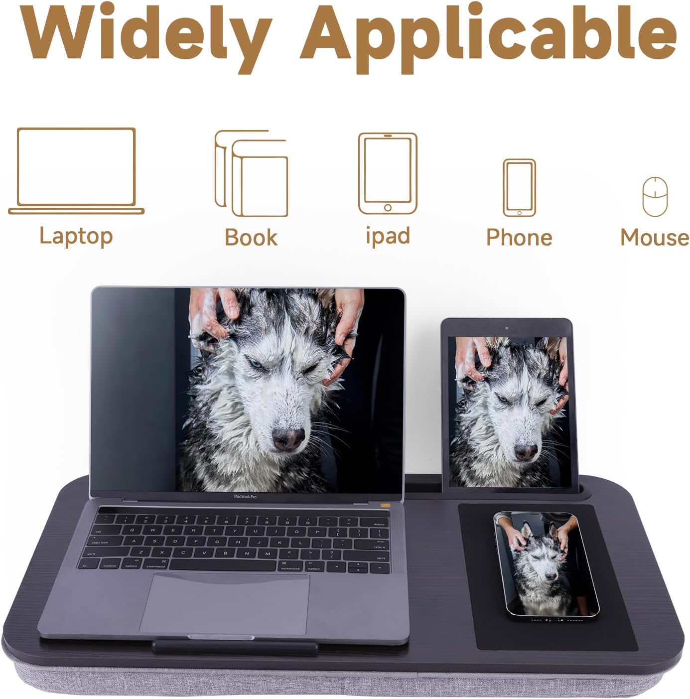 ASIEIT New Laptop Lap Desks for Adults, Fits Up to 17.3" Laptops, Portable Laptop Desk for Bed, Multi-Functional Bed Desk with Mouse Pad, Cushion, Phone Holder & Handle, Lap Stand for Bed, Couch, Car
