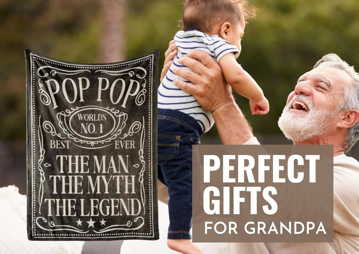 InnoBeta Pop Pop Gifts for Grandpa, Throw Blanket for Grandfather, Presents from Grandchildren, Grandkids for Christmas, Birthday, Father's Day - Legend (50 x 65 inches)