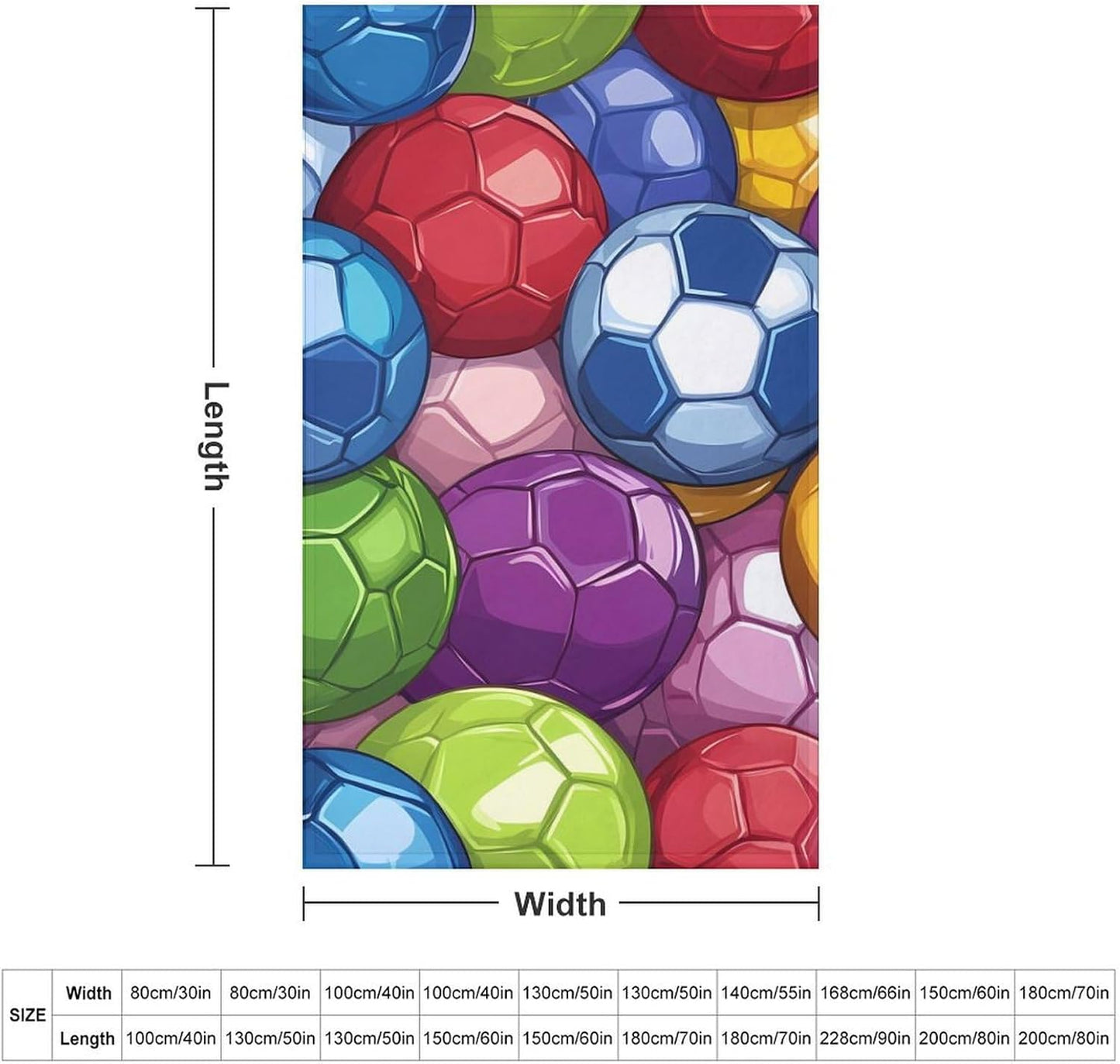 Football Colorful Socer Ball Throw Blanket for Couch Bed Plush Cozy Fuzzy Flannel Blanket for All Season 30"x50"