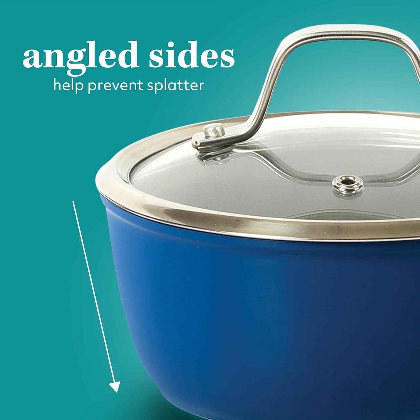 Sur La Table Kitchen Essentials 10 Piece PFA Free Titanium Ceramic Nonstick Interior Forged Aluminum Cookware Pots and Pans Set - Blue - Induction Compatible