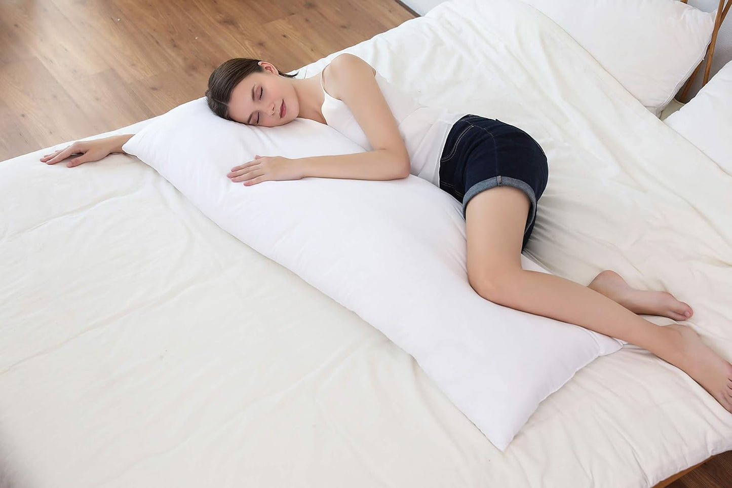 EVOLIVE Body Pillow Insert 21" x 54", Ultra Soft Microfiber Full Body Pillow for Pregnancy, Side Sleepers & Back Support, Plush Supportive Long Bed Pillow (21"x54" Body Pillow)