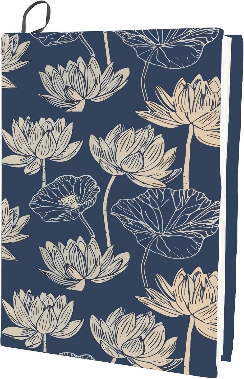 CRASPIRE Lotus Stretchable Book Cover Flower Vintage Ruffle Washable Reusable Large Nylon Book Protector Elastic Notebook Wraps Suitable for Hardcover Books Classroom Students