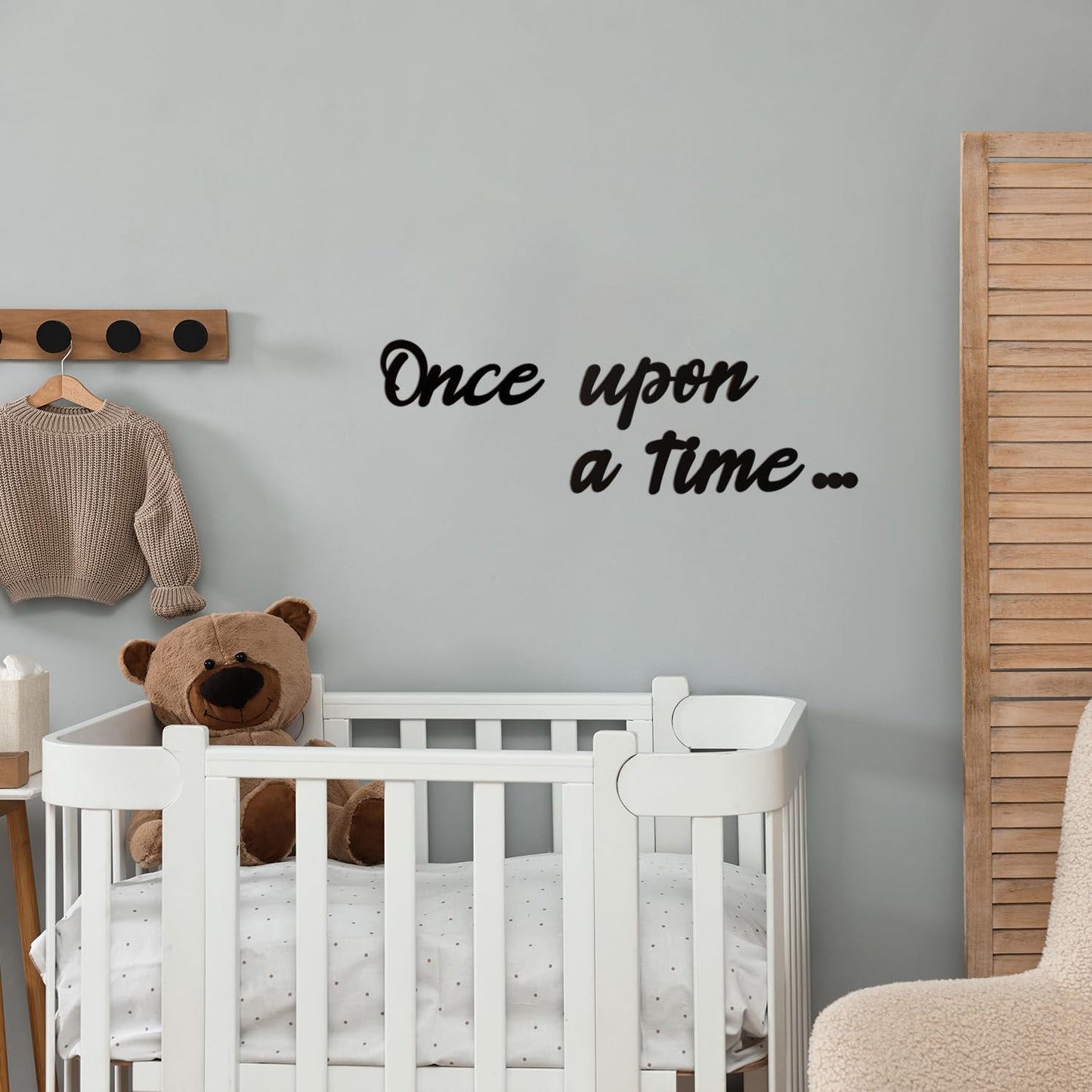 Once Upon a Time Sign Nursery Decor Black Once Upon a Time Wood Sign Wall Decor for Reading Corner Kids Room Family Bookshelf Home Décor Birthday Present DIY Decoration (Black, Medium)