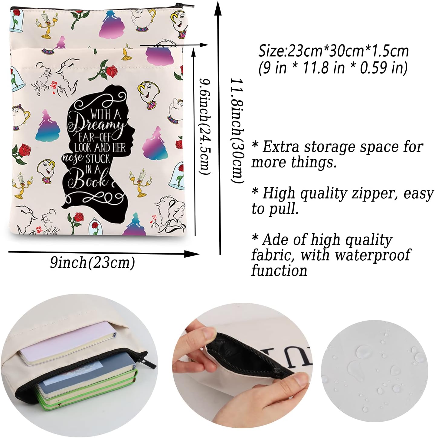 Beauty Inspired Book Sleeve Belle Princess Gifts Fairytale Lover Gift A Tale as Old as Time Gift Belle Fans Book Cover (Princess Dreamy BS)