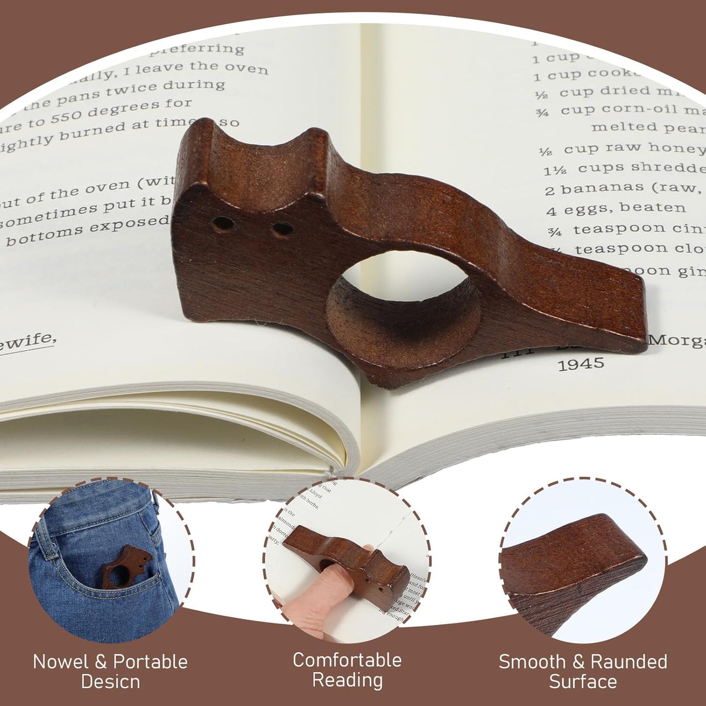 Cat Wooden Thumb Book Page Holder Book Opener Holder for Reading Wood Bookmark Thumb Page Holders Gifts Accessories for Reading Lovers