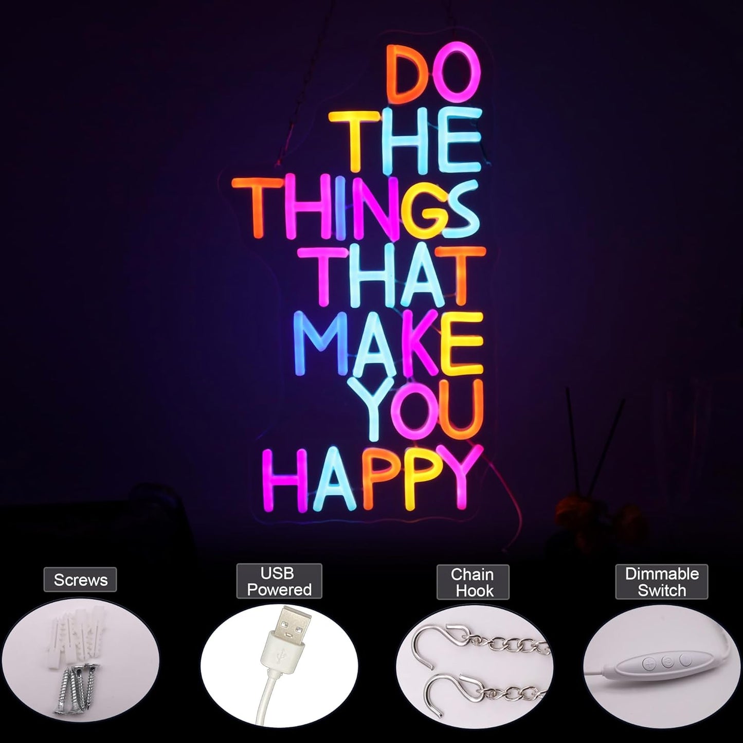 Do The Things That Make You Happy Neon Sign For Classroom Decor LED Classroom Lighting Wall Art Decor Holiday Birthday Gift