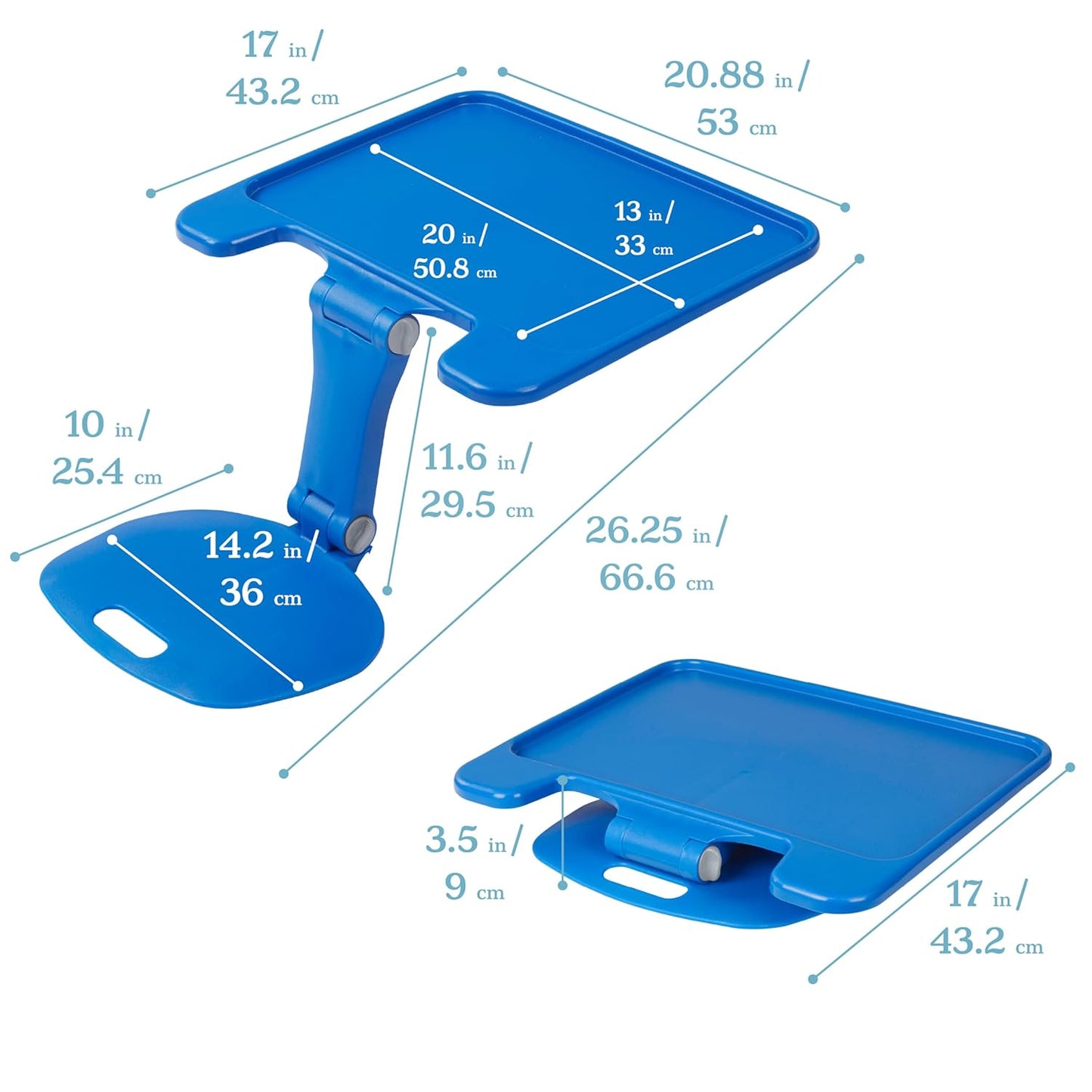 ECR4Kids The Surf Folding Portable Lap Desk, Large, Flexible Seating, Blue
