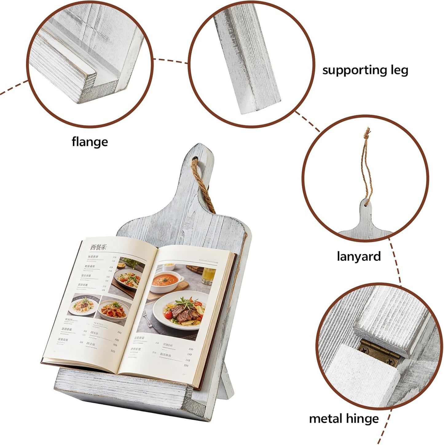 Cook Book Stand Farmhouse Decor Kitchen Recipe Book Holder for Kitchen Counter Keeps Cookbooks Open, Fits iPad Adjustable Tablet Kitchen Book Stand Book Holder Stand Gray