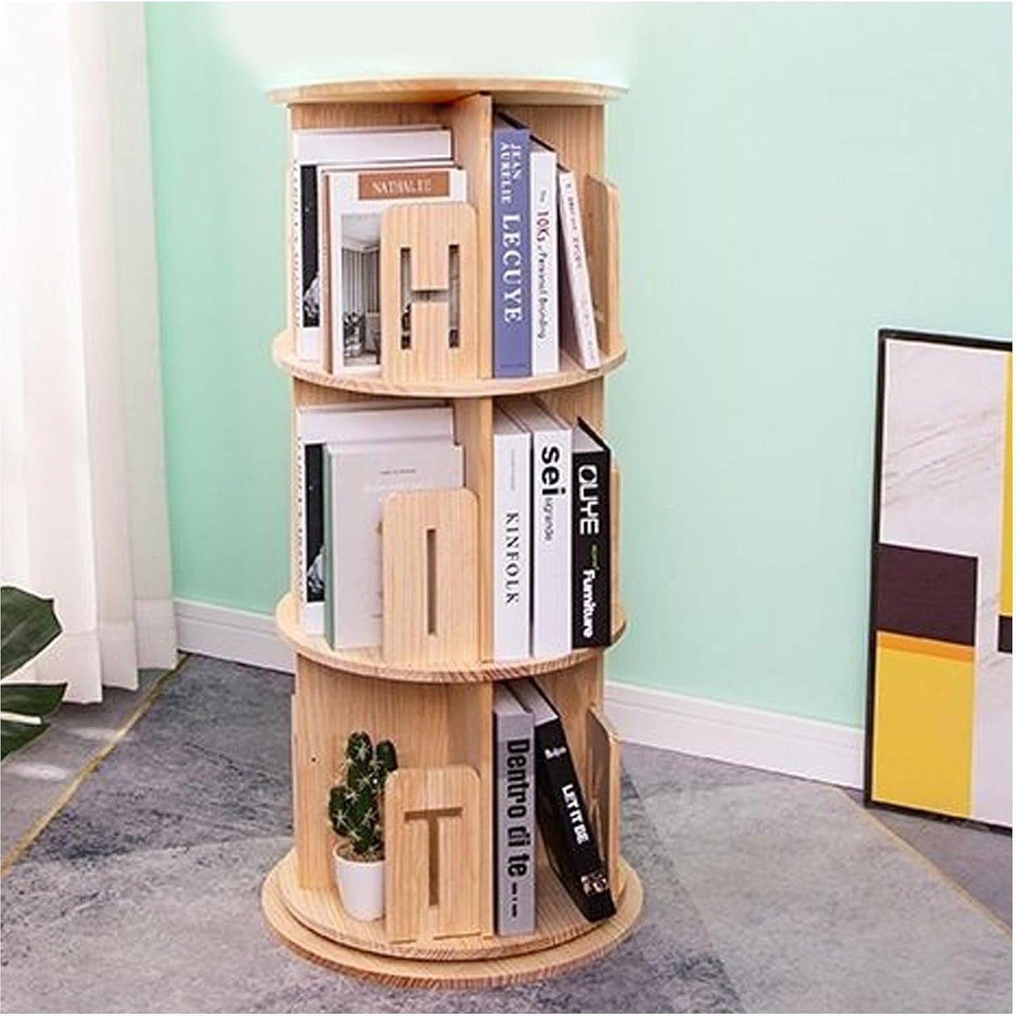 Rotating Bookcase Tower - Stylish Rotating Bookshelf Display Rack with Open Shelving for Living Room, Study Room & Office Storage Solutions