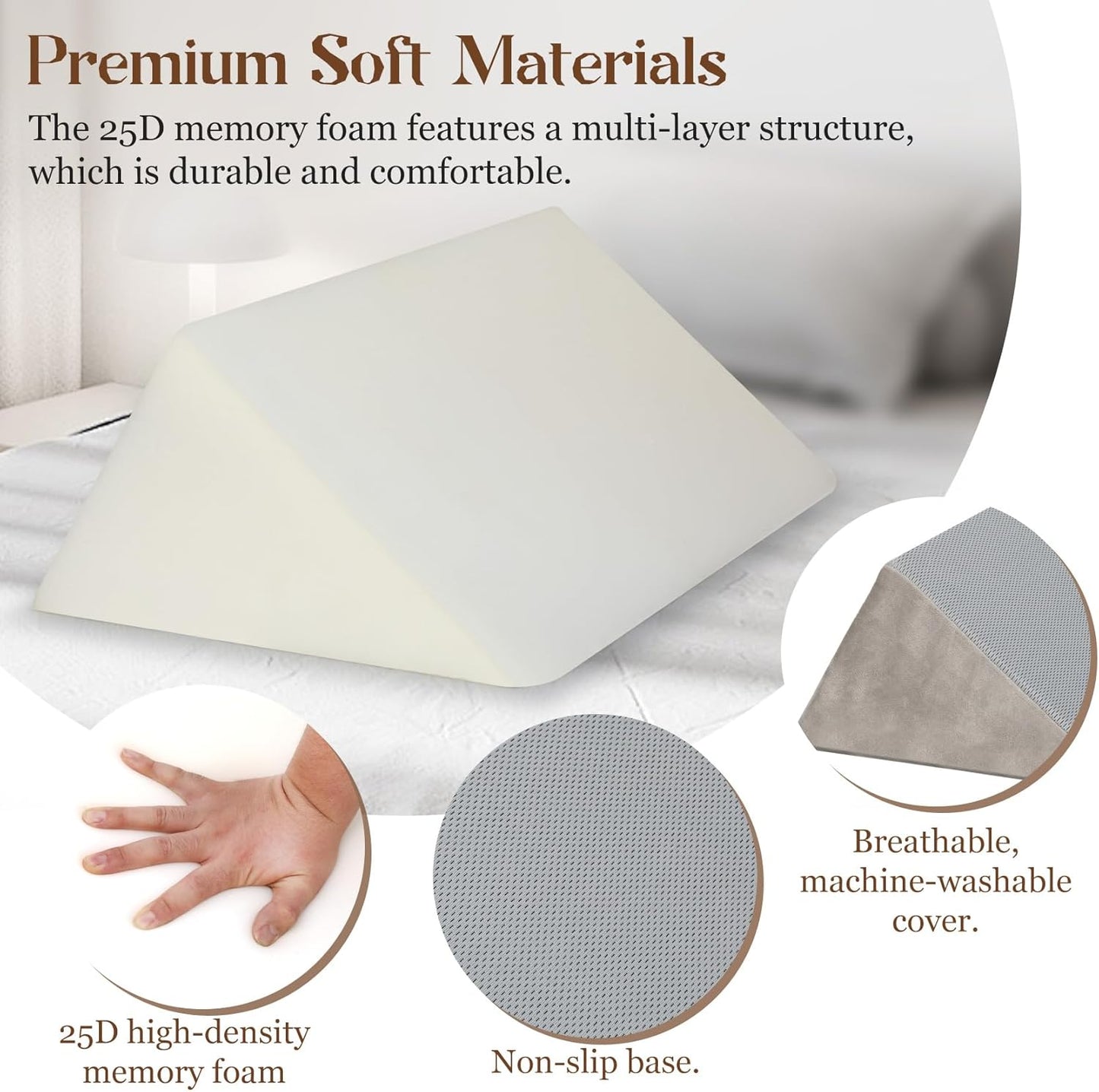 Redants 9PCS Orthopedic Bed Wedge Pillow Set, Wedge Pillow Set for After Surgery, for Sitting Up in Bed to Read, Watch TV, Use Laptop, Removable, Pain Relief from Back, Leg, and Neck Discomfort
