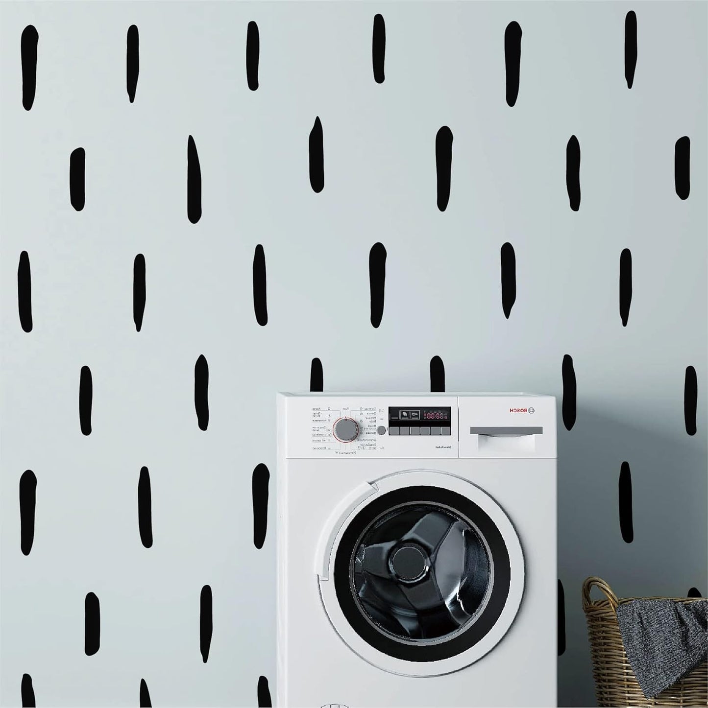 Black Thick Irregular Line Vinyl Abstract Wall Decals, Peel and Stick Modern Boho Stickers, 120 Upright Stripes for Kids Nursery Bedroom Living Room Farmhouse Decor
