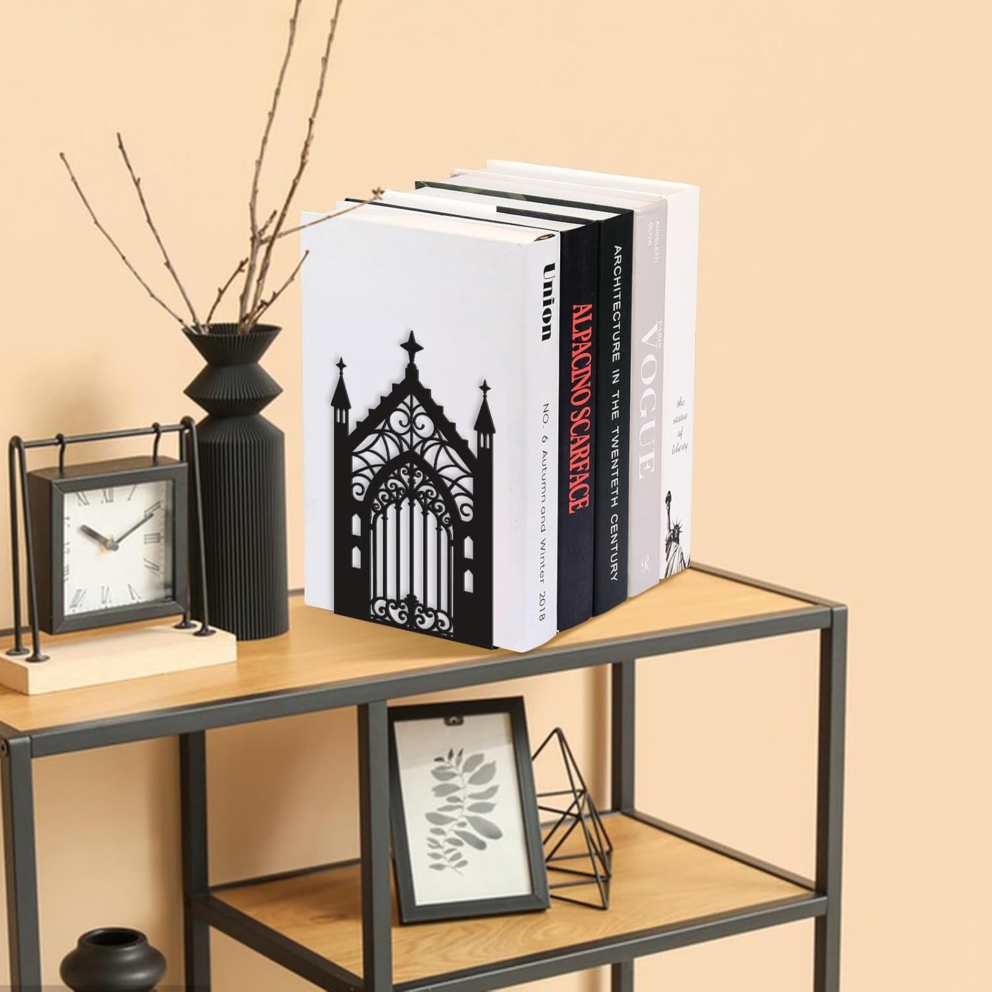 Bnesi Gothic Vintage Metal Bookends Fantasy Book Ends for Shelves Heavy Books Office Book Stopper Stylish Gothic Bookends Ideal for Fantasy & Vintage Book Display (Retro)