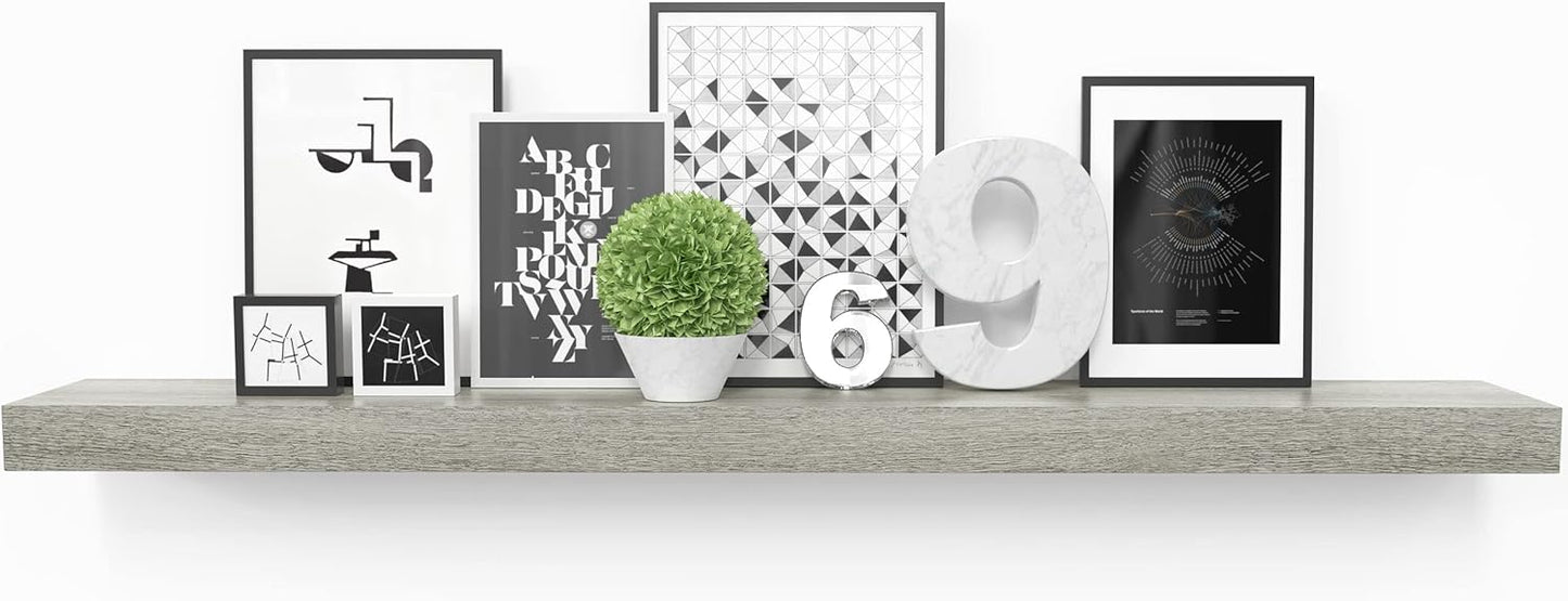 Ballucci Floating Shelf, 36" Wood Wall Shelf with Invisible Brackets for Bathroom, Living Room, Bedroom, Kitchen, Nursery, 6" Deep, Rustic Gray