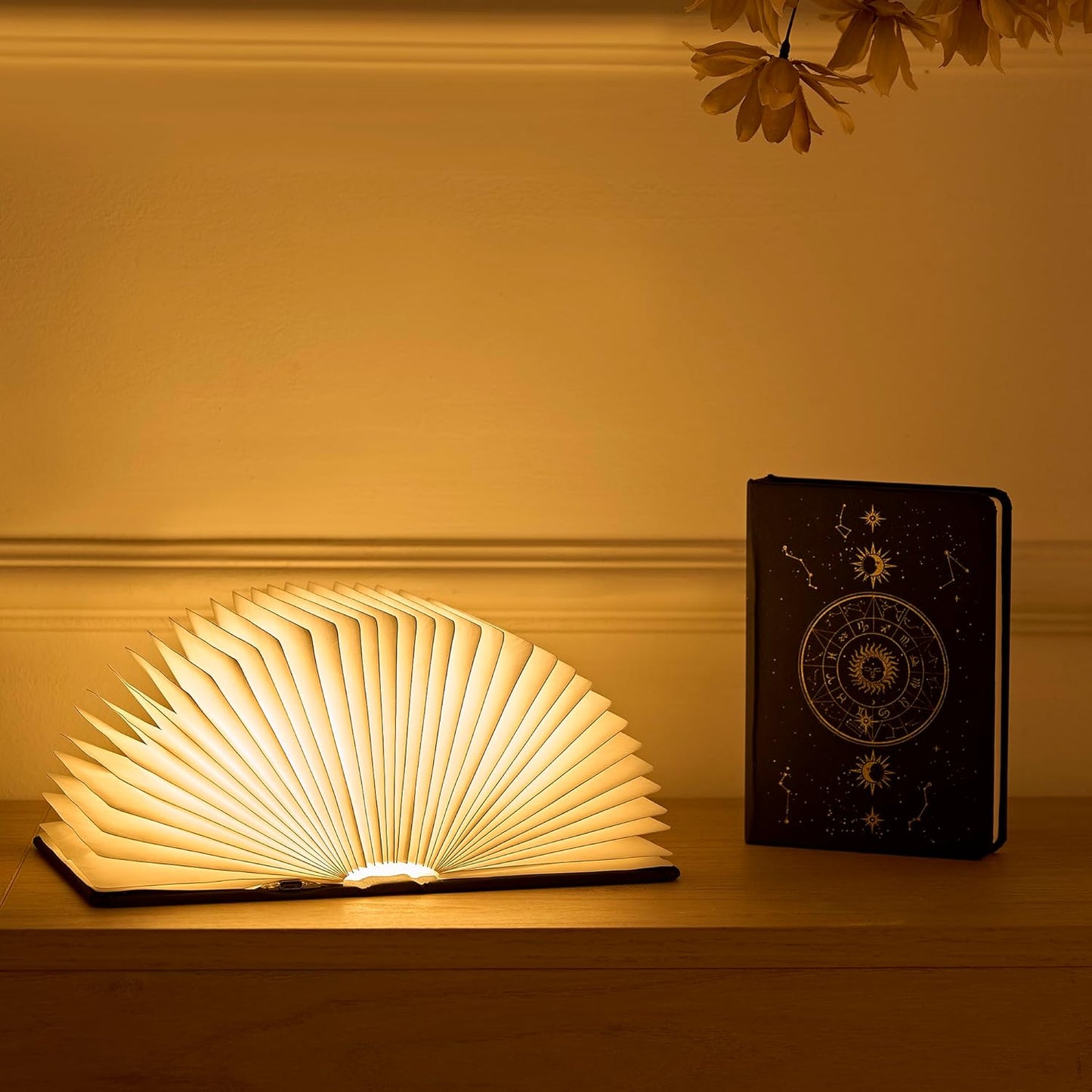 Book Lamp Book Lovers Gifts, Starry Sky Constellations Book Light 2 Colors, Foldable Paper Lamp as Home Decor, Bookish Birthday Gifts for Women or Freinds