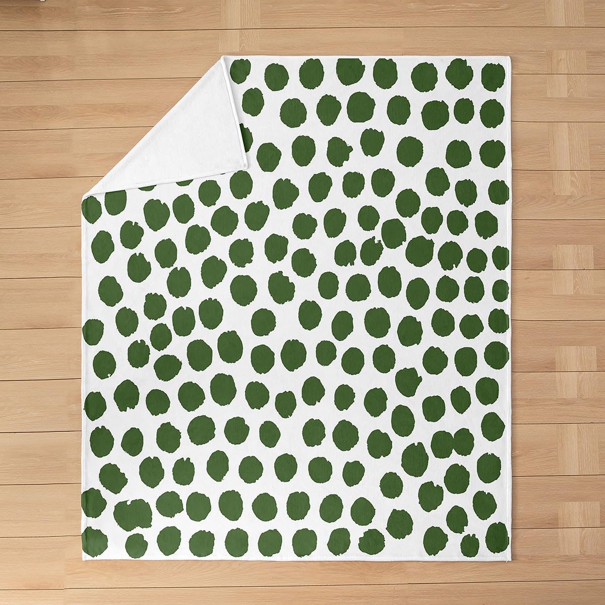 Erosebridal Green Polka Dot Flannel Blanket Queen 90x90 Minimalists Boho Modern Fleece Blanket Watercolor Aesthetic Fuzzy Plush Throw Graffiti Geometric Abstract Decor