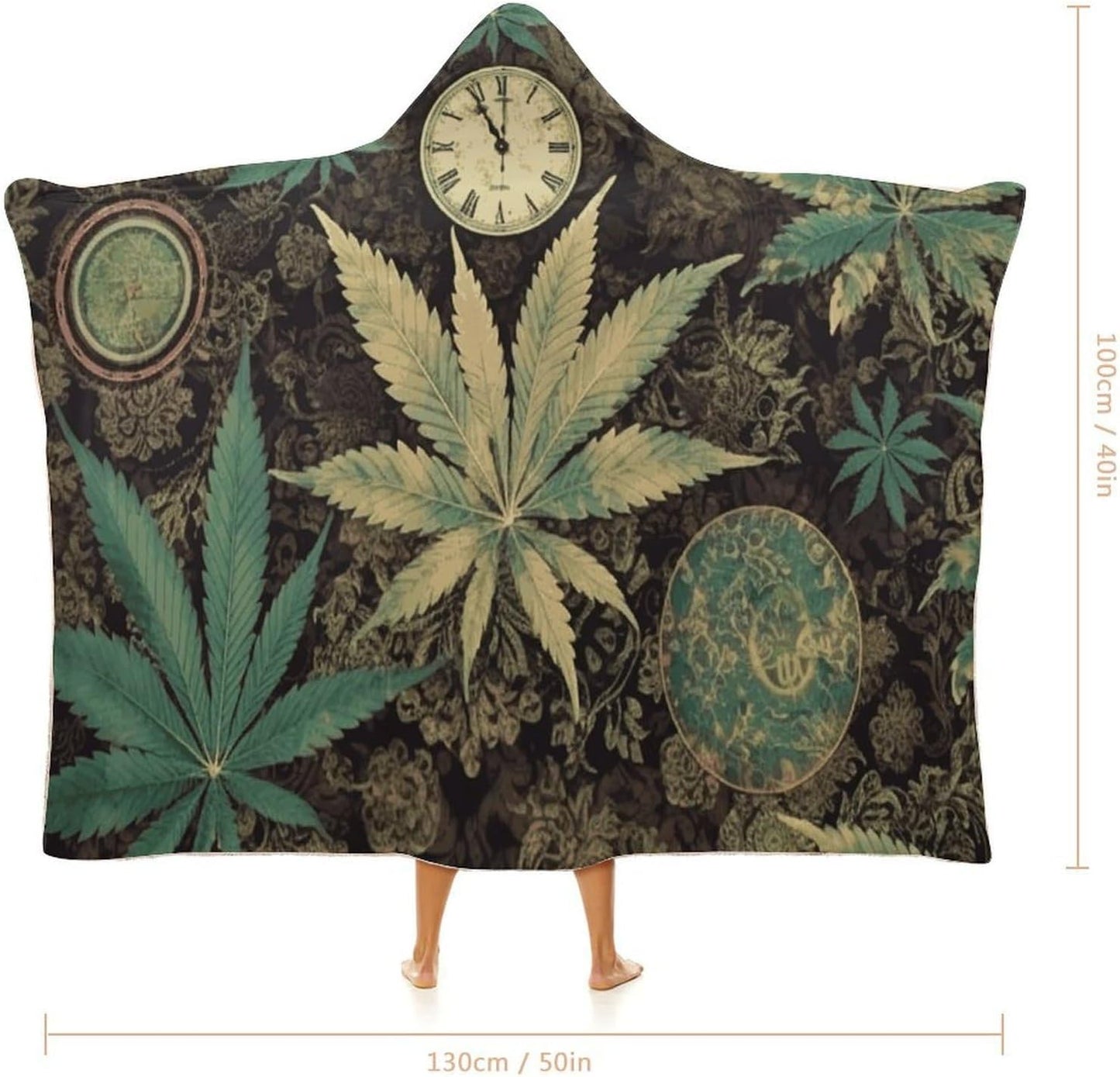 A Puff in Time Weed Marijuana Wearable Hoodie Blanket for Women Men Fleece Blanket with Hood Oversized Warm Cozy Gifts