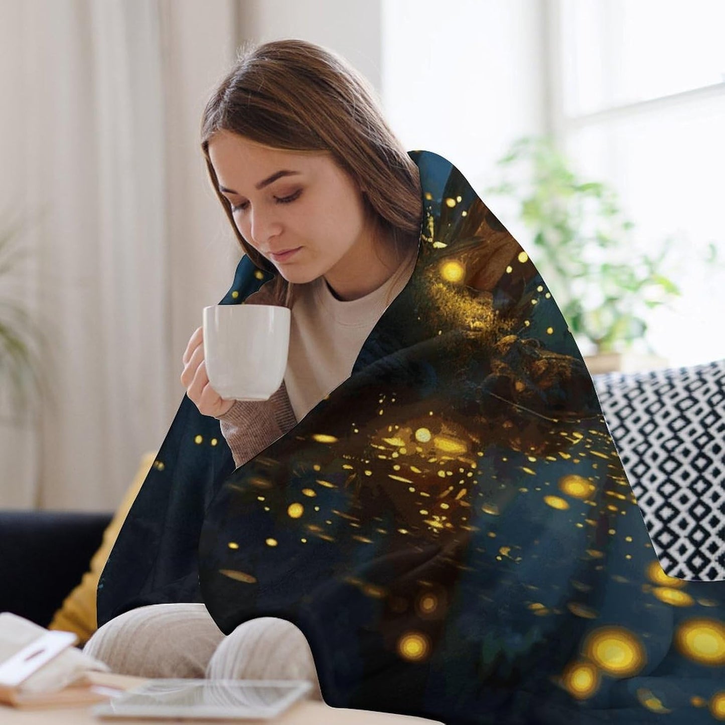 Fireflies Throw Blanket for Couch Super Soft Warm Lightweight Throw Blankets Cozy Flannel Bed Blanket Cute Decorative Blankets for All Seasons Home Decor Gift 30"*40"（76 * 100cm）