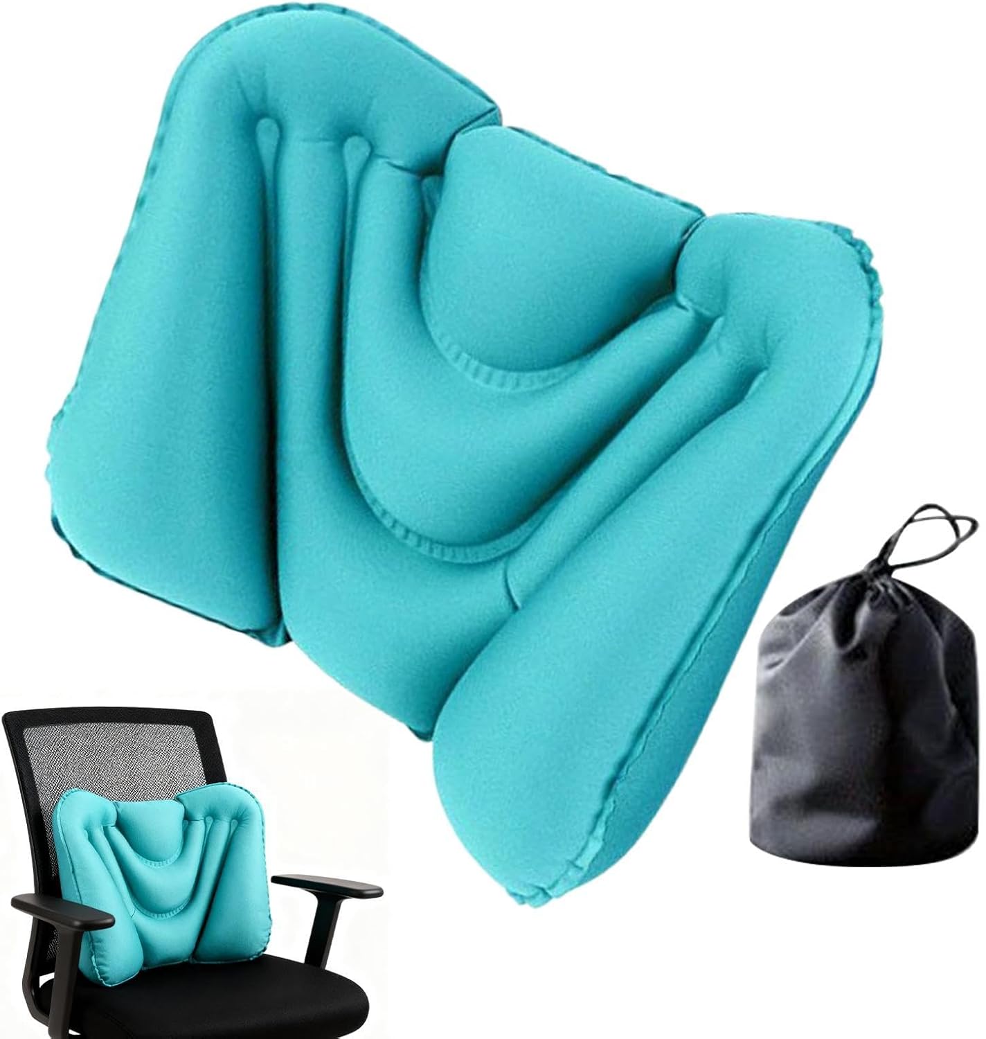 Lumbar Support Pillow - Ergonomic Inflatable Breathable Foldable,Lumbar Support Pillow for Car | for Travel Airplane Outdoor Home Office Chair Seat Bed Car Driving Sitting Reading