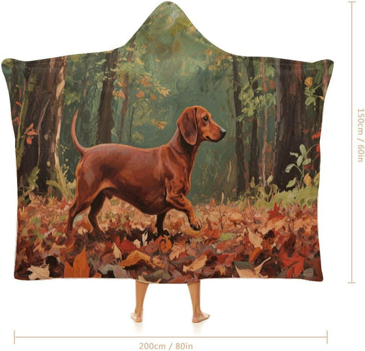 Wiener Dog Wearable Hoodie Blanket for Women Men Fleece Blanket with Hood Oversized Warm Cozy Gifts