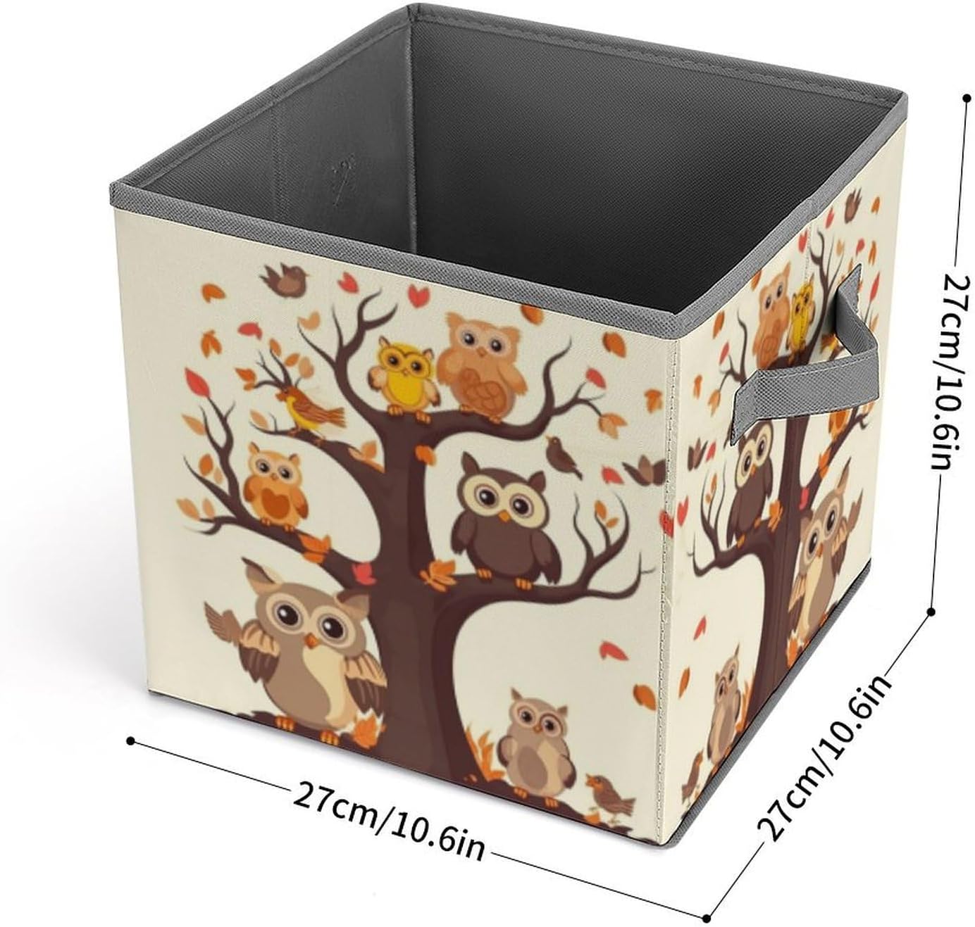 Cartoon Family Owls On The Brown Tree Storage Bins with Handles Fashion Large Storage Cubes Sturdy Foldable Storage Boxes Space-Saving Storage Baskets for Home Office Clothes Closet Organizers