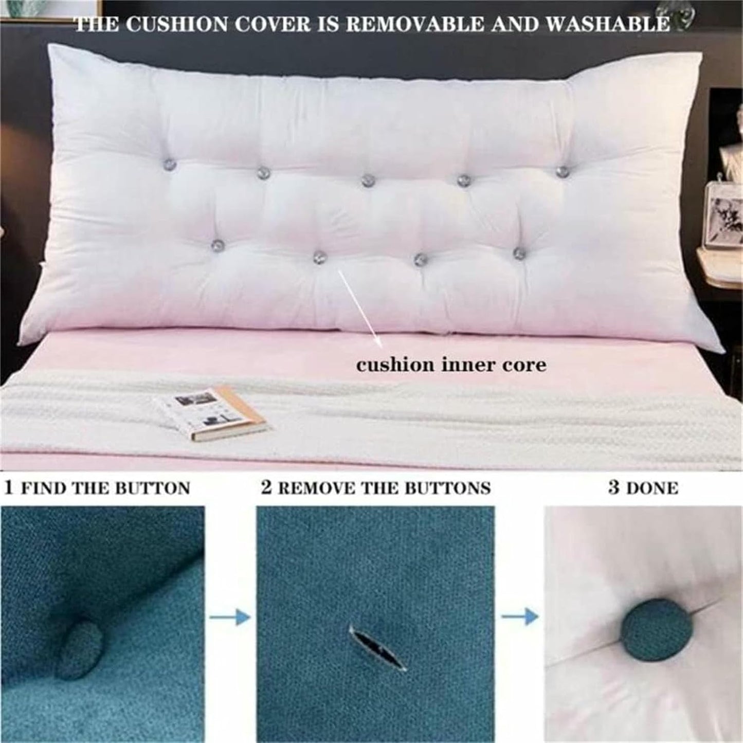 Soft Reading Bed Rest Pillow Large Bolster Cushion Headboard Backrest Triangular Wedge Pillow Neck & Lumbar Support for Dorm Room Daybed Full Size~/