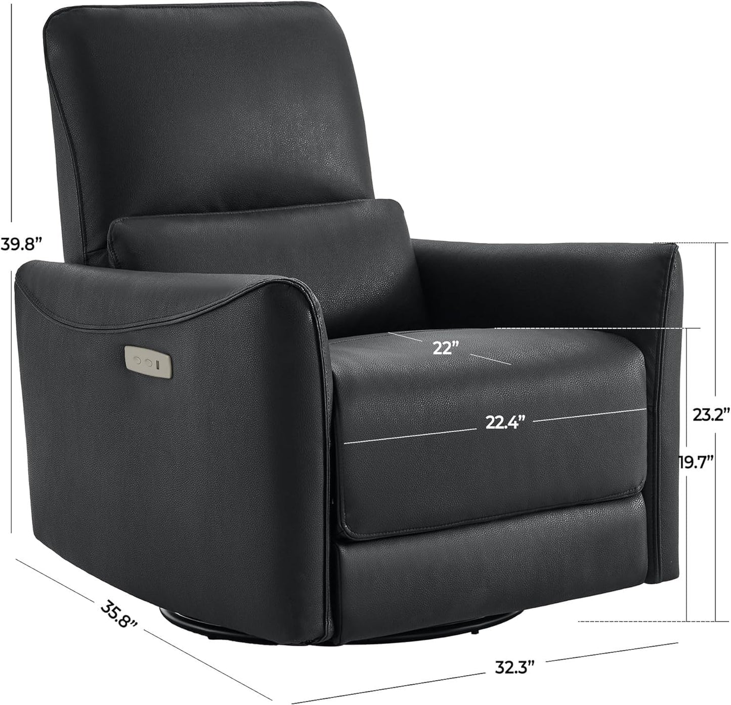 Power Recliner Chair Swivel Glider, Leather Swivel Recliner Chair with Lumbar Support, Upholstered Power Reclining Sofa for Living Room, Comfortable Electric Recliner Chair
