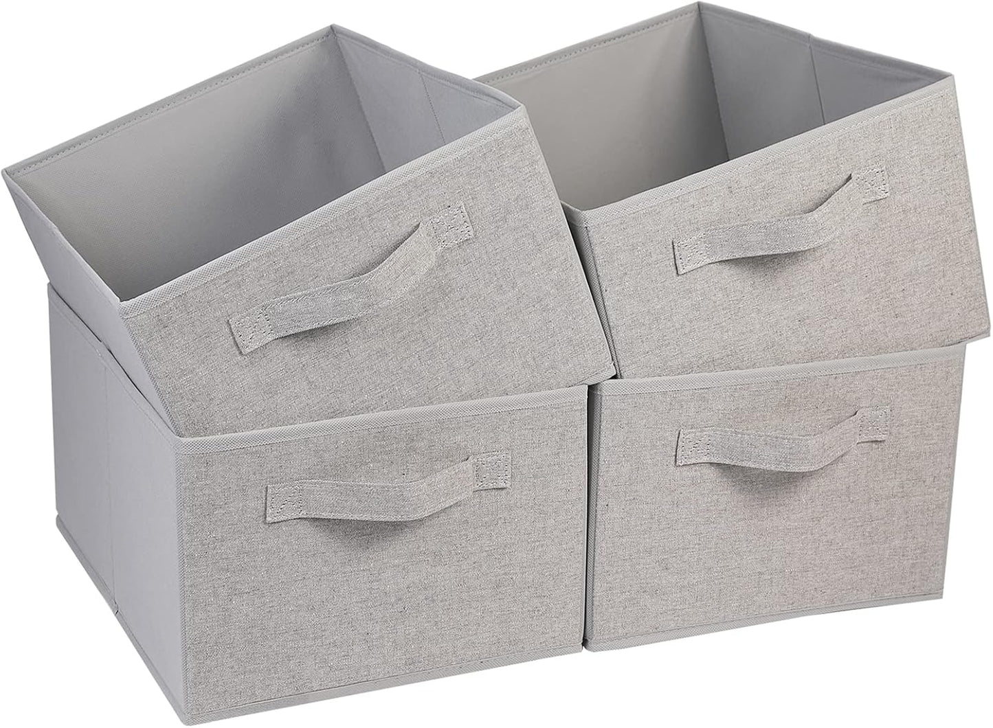 BOMKEE Collapsible Sorage Bins, Storage Cubes Baskets Collapsible Fabric Storage Boxes with Handles for Home and Office (Set of 4, Grey, 15.4 x 11.4 x 7.91inch)