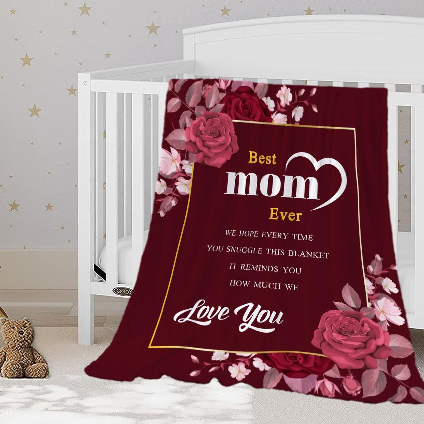 Best Mom Blanket for Mothers Day Blanket for Mom from Daughter Son Letter to Mom Blanket Mothers Day Blanket Gift for Mom Floral I Love You Mom Throw Blanket for Couch Sofa Small Szie 30x40