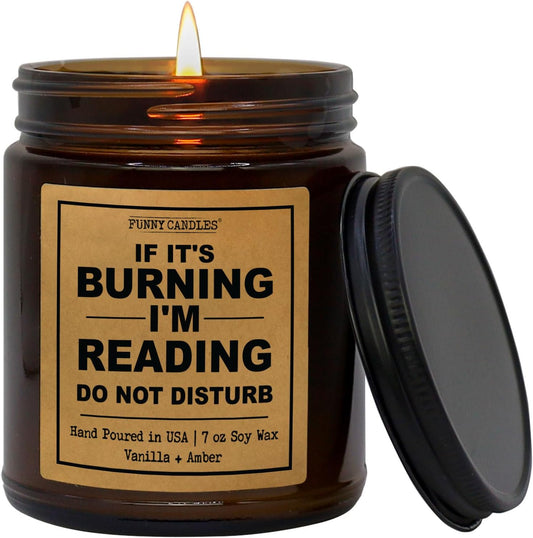Funny Book Lover Gifts for Women Men,Teacher Writers Christmas Birthday Cool Graduation Presents for Friend Bookworm Book Candles Gifts - Vanilla Scented - Made in USA