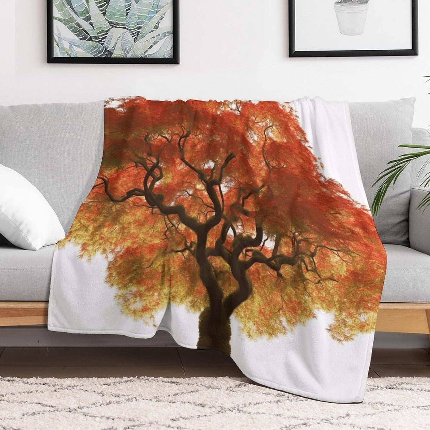 Maple Tree Throw Blanket for Couch Super Soft Warm Lightweight Throw Blankets Cozy Flannel Bed Blanket Cute Decorative Blankets for All Seasons Home Decor Gift 40"*50" （100 * 130cm）