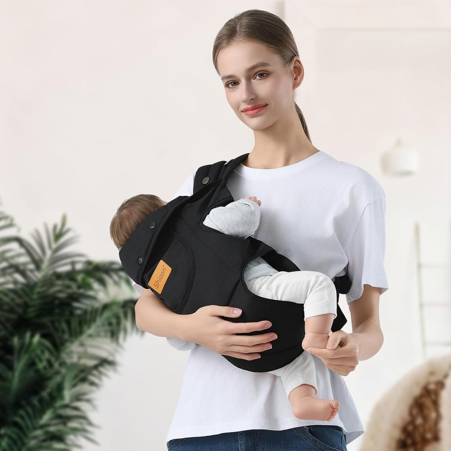 Baby Carrier Newborn to Toddler(7-30lbs), Toddler Carrier Baby Holder Carrier with Adjustable Shoulder Strap, Chest Carriers, Black