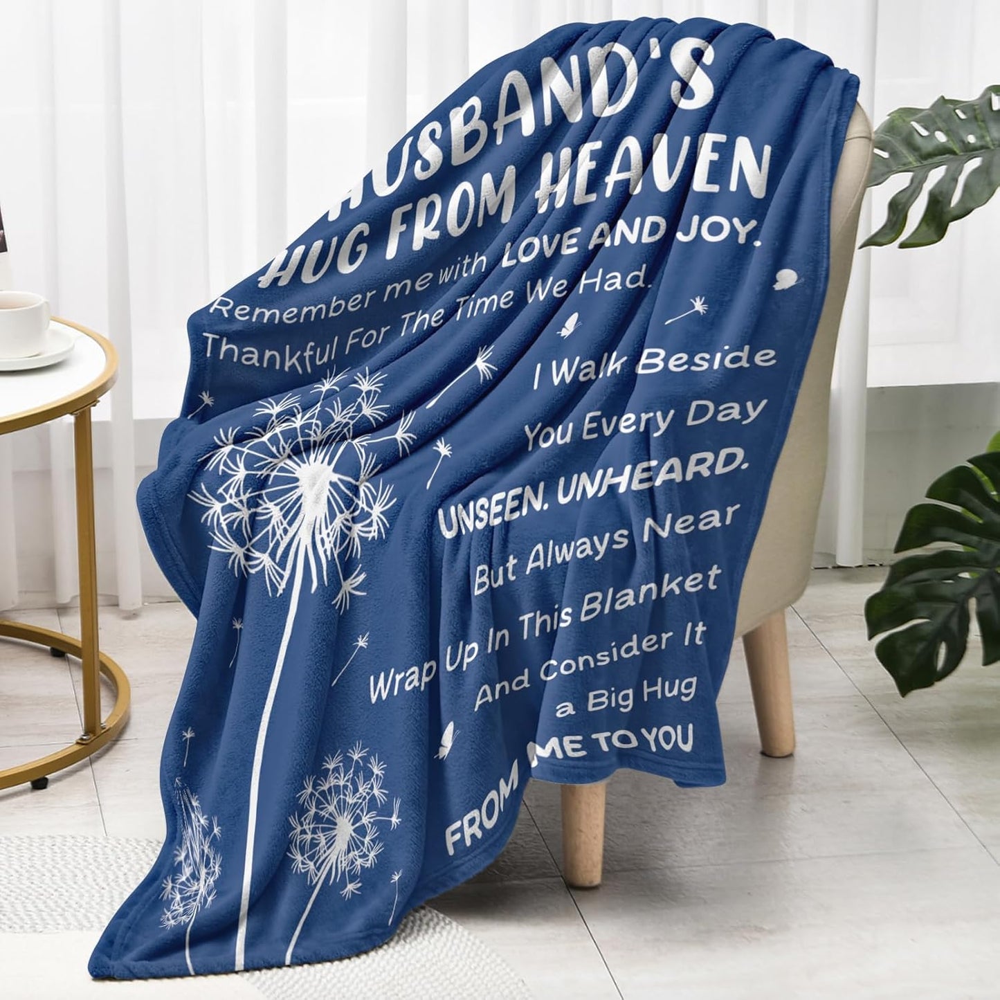 Memorial Gifts for Loss of Husband- Hug from Heaven Blanket 60'' x 50'', Sympathy Gifts for Loss of Husband, Grief Gifts for Women, Gift to Express Bereavement, Condolences, Comfort, Remembrance