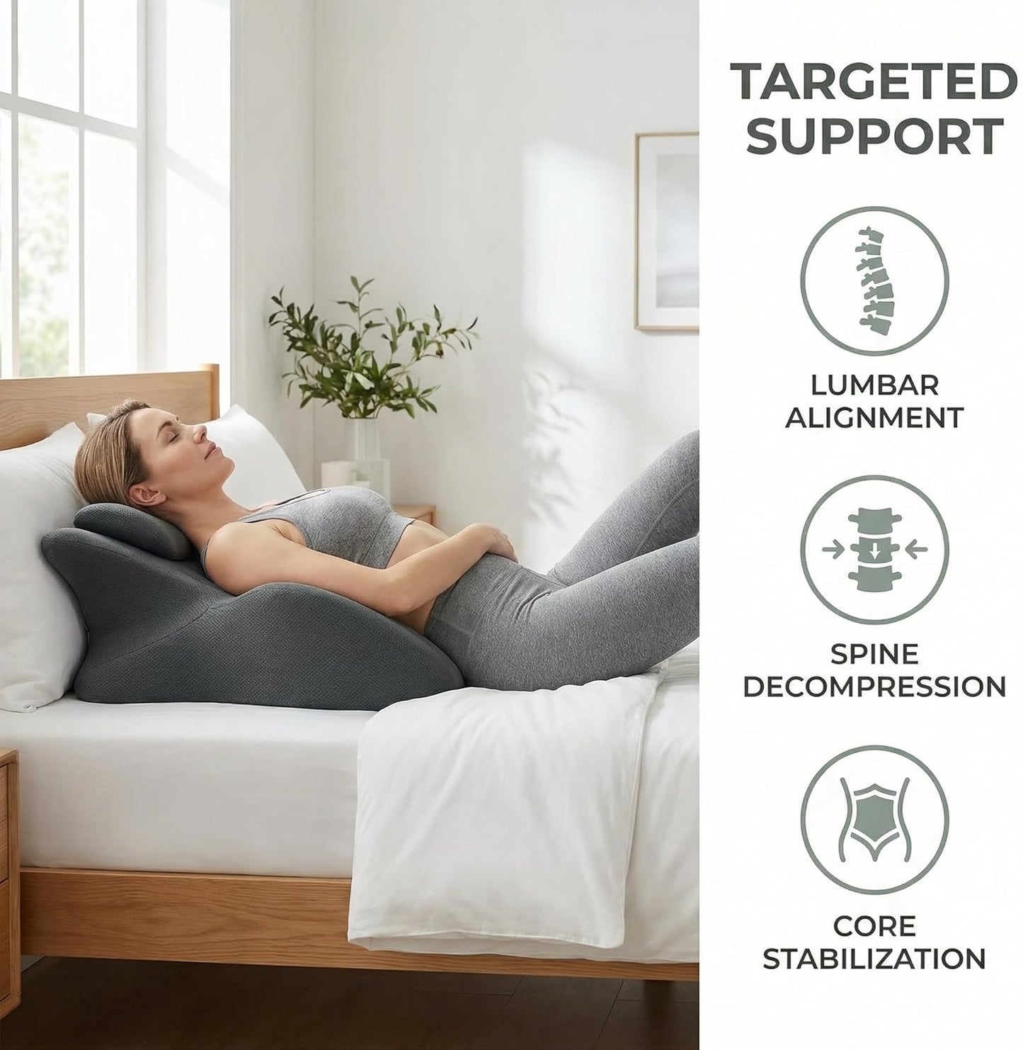 27° Ergonomic Contour Pillow - Memory Foam Back Support for Reading, Bed Rest & Post Surgery Recovery, Lumbar & Neck Pain Relief Cushion