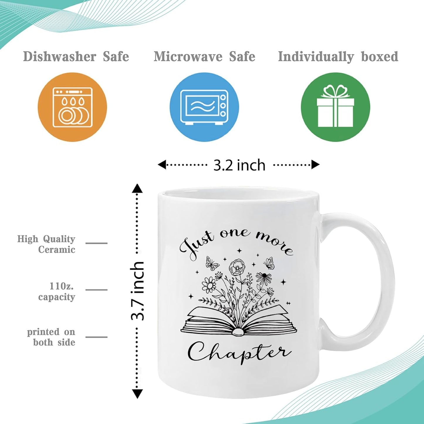 Books Lover Mug - Just a Girl Who Loves Reading 11oz White Ceramic Coffee Cup - Unique Gift for Bookish Readers, Mom, Teacher, Best Friend - Birthday, Christmas Graduation Gift Idea -57