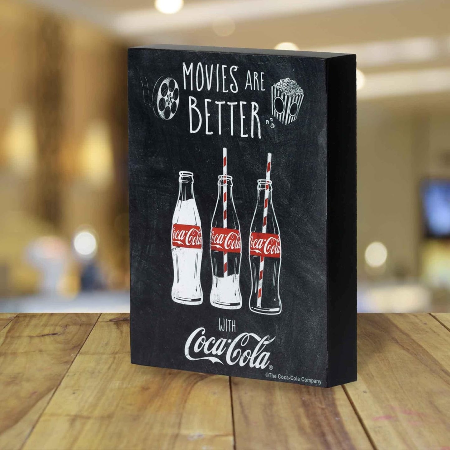 Coca-Cola Movies Are Better Wood Block Decor - Fun Coca-Cola Decoration - Great Gift Idea