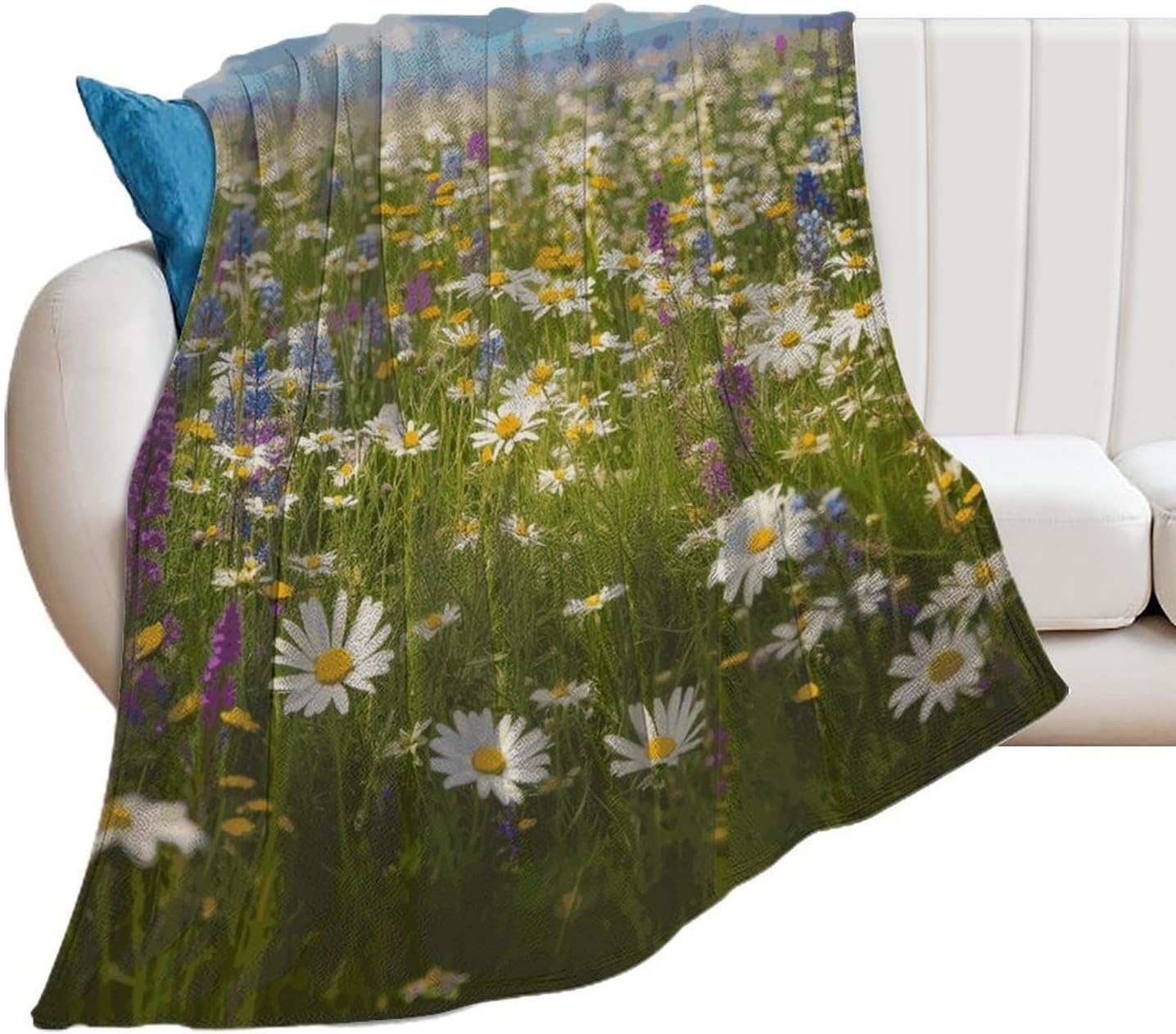 Spring Meadow Flowers Blanket Super Soft Lightweight Throw Blanket Cute Cozy Warm Bed Blanket Decorative Fuzzy Blanket All-Season Home Decor Gift for Sofa Couch Living Room 60"*80"（150 * 200cm）