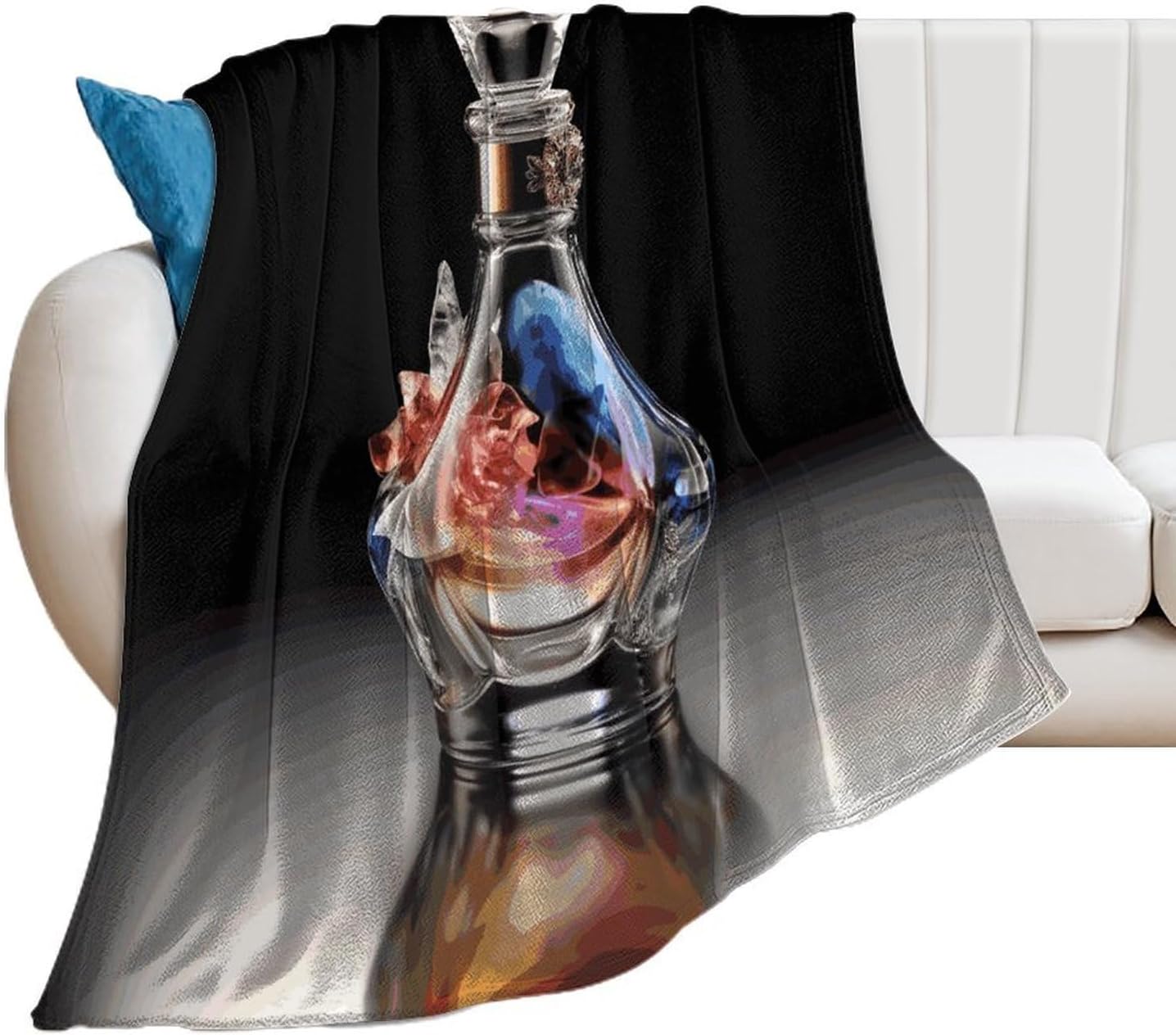 Perfume Bottle Blanket Super Soft Lightweight Throw Blanket Cute Cozy Warm Bed Blanket Decorative Fuzzy Blanket All-Season Home Decor Gift for Sofa Couch Living Room 40"*50" （100 * 130cm）