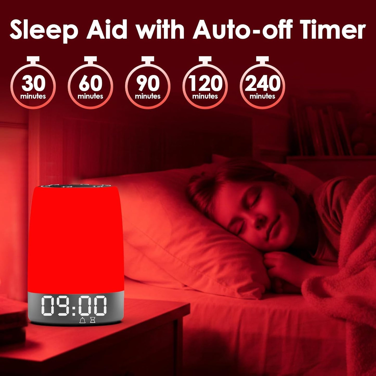 Red Light Therapy Sleep Device with 5-Level Red Light Therapy (620–690nm), 32 White Noise, Smart App Control, Night Light to Support Deep Relaxation and Improve Sleeping for Adult & Kid