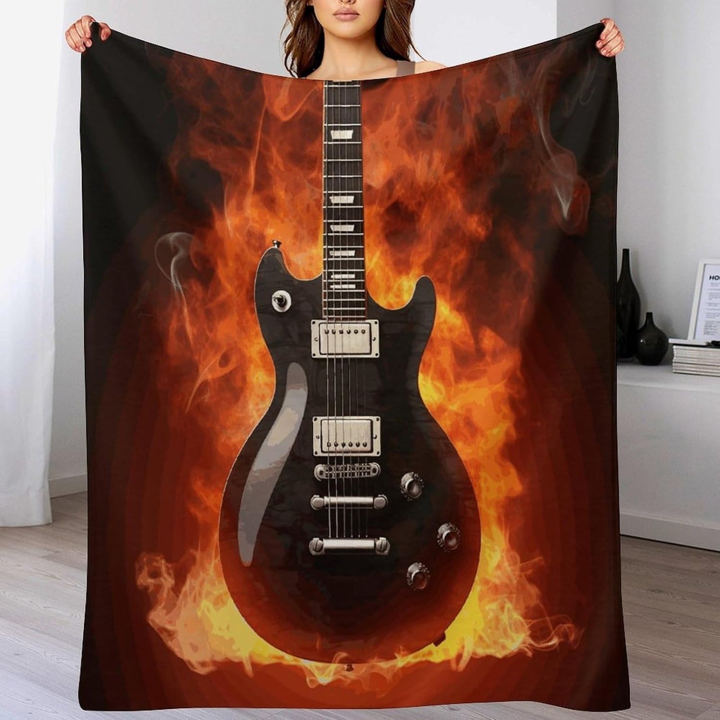Rock Guitar Blanket Super Soft Lightweight Throw Blanket Cute Cozy Warm Bed Blanket Decorative Fuzzy Blanket All-Season Home Decor Gift for Sofa Couch Living Room 50"*60"（130 * 150cm）