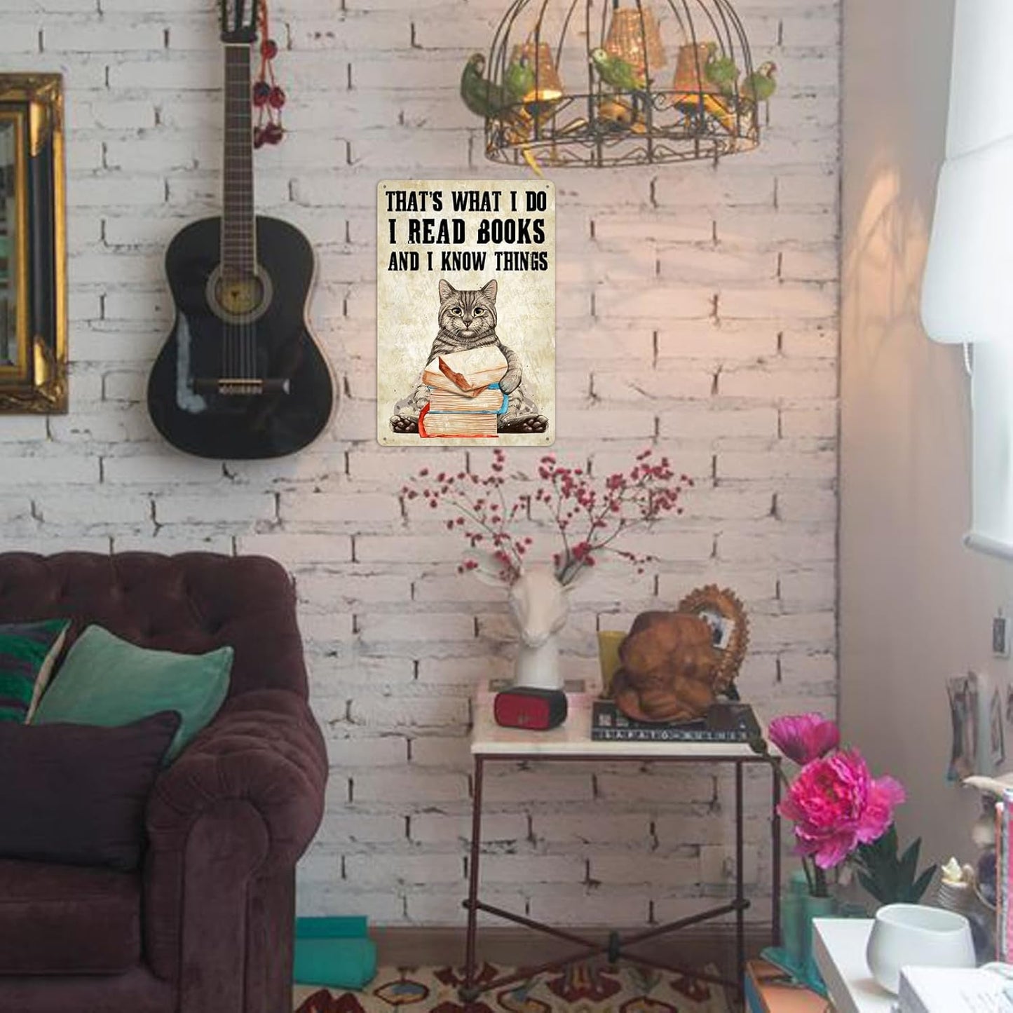 Cat Posters That's What I Do I Read Books Poster Funny Cat With Book Posters For Wall Art I Read Books And I Know Things Sign Cat Metal Tin Signs Book Club Poster Gift For Bar Home Decor 8x12 Inch