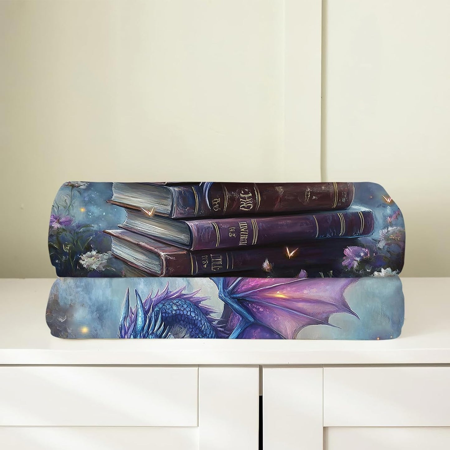 Dragon Blanket, Book Throw Blanket, Dragon Gifts, Reading Blankets, Dragons Stuff Fleece Flannel Plush for Women Men Boys Girls Lovers Adults Soft Bedding for Sofa Bed Office Home Decor 40"X50"