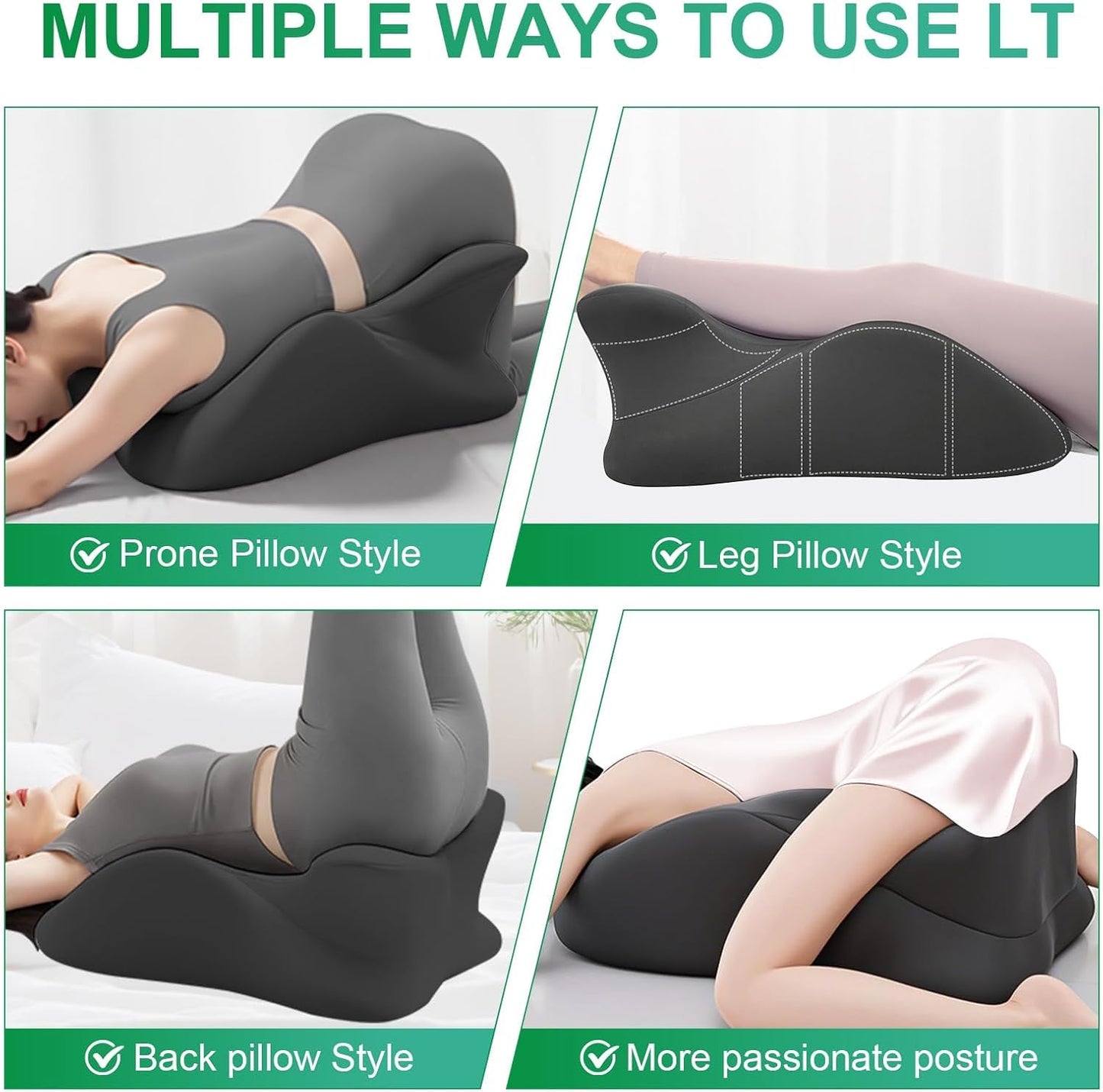 Memory Foam Ergonomic Pillow – Prone Support Orthopedic Pillow for Sleeping, Reading & Back Relief with Removable Cover Body Pillow Suppurt Weights Over 260 Pounds (Midele Size 23*15*9 inch)